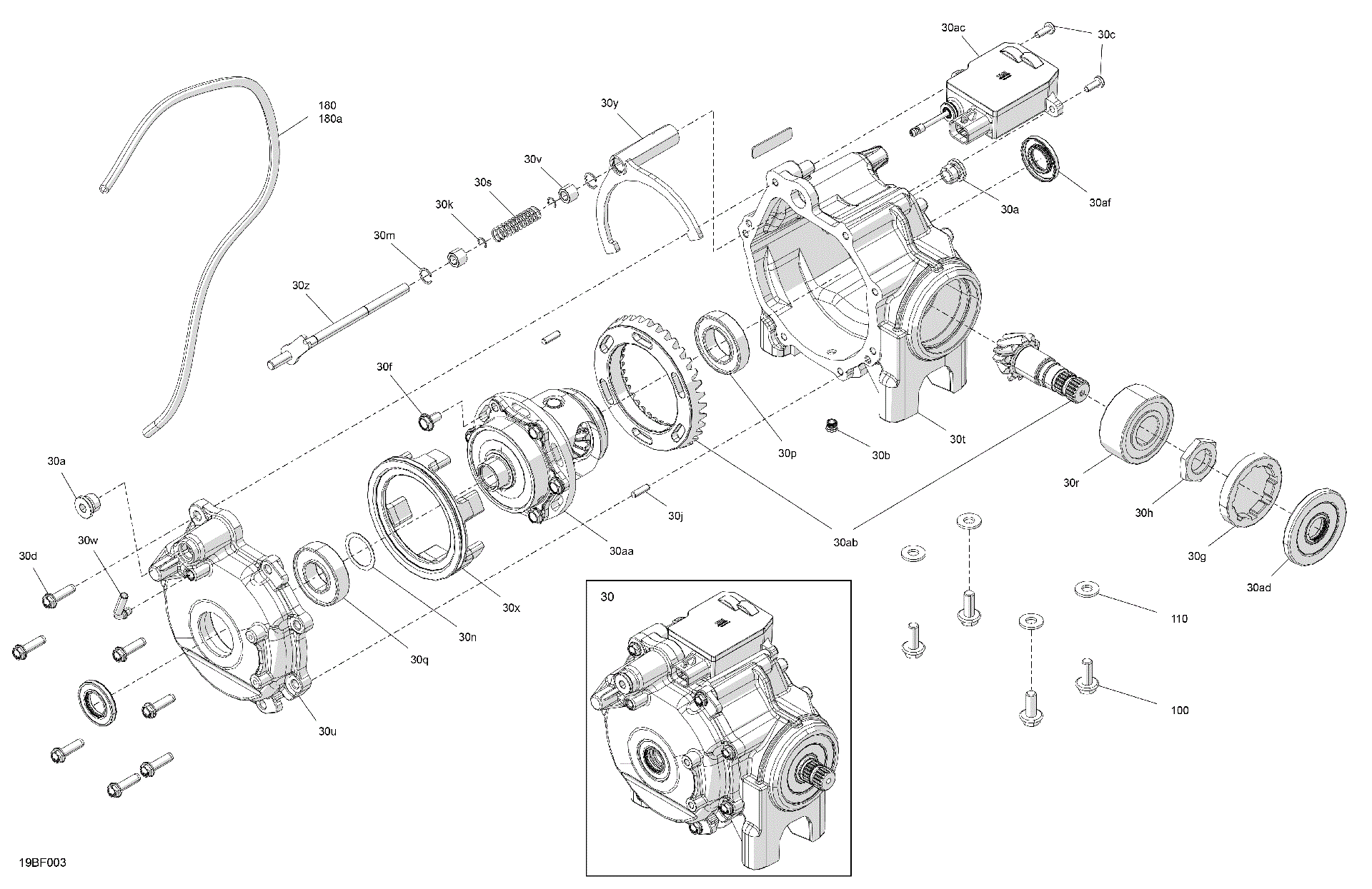An Image of a Genuine Can-Am Parts Schematic Diagram showing the schematic - DRIVE - FRONT - DIFFERENTIAL PARTS