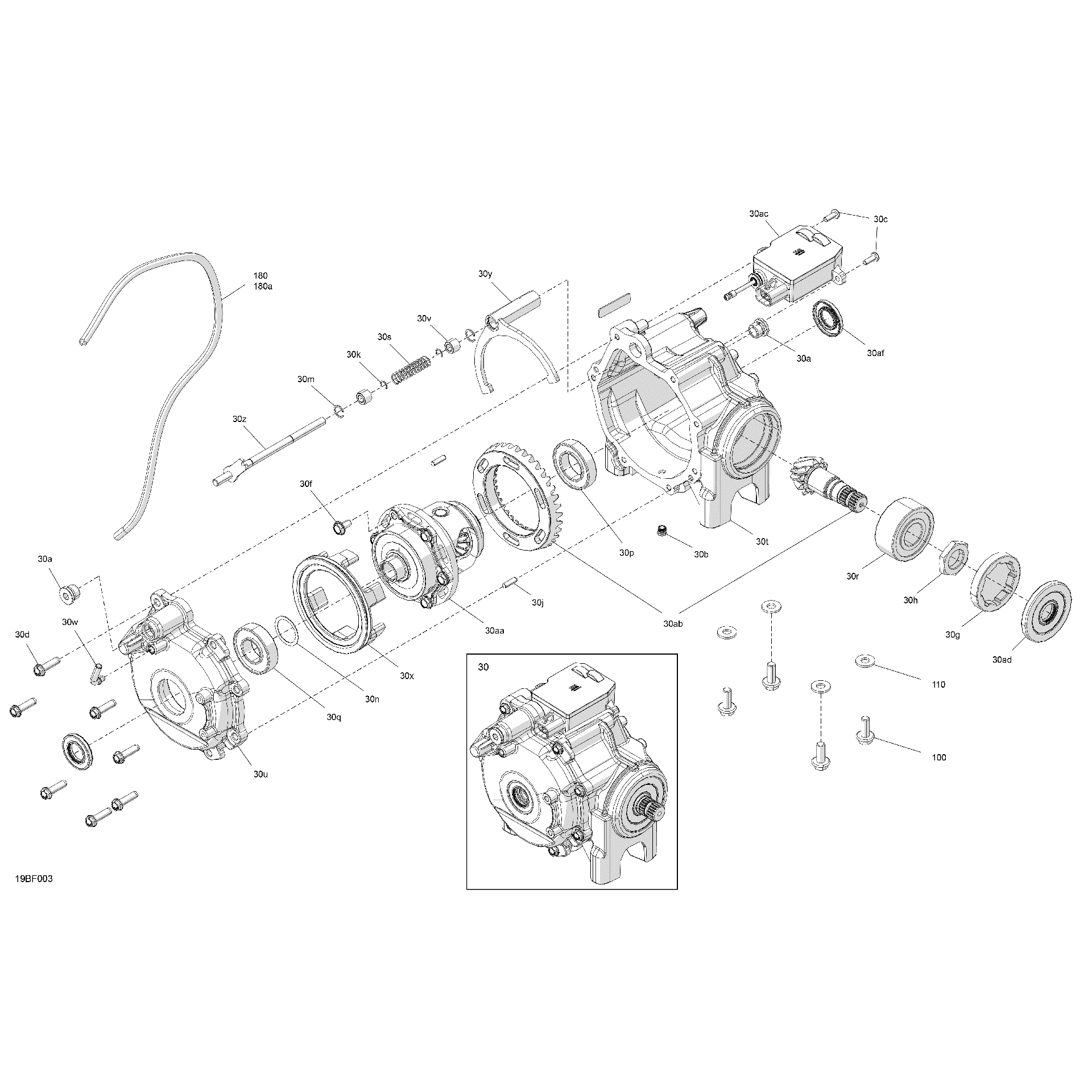 An Image of a Genuine Can-Am Parts Schematic Diagram showing the schematic - DRIVE - FRONT - DIFFERENTIAL PARTS