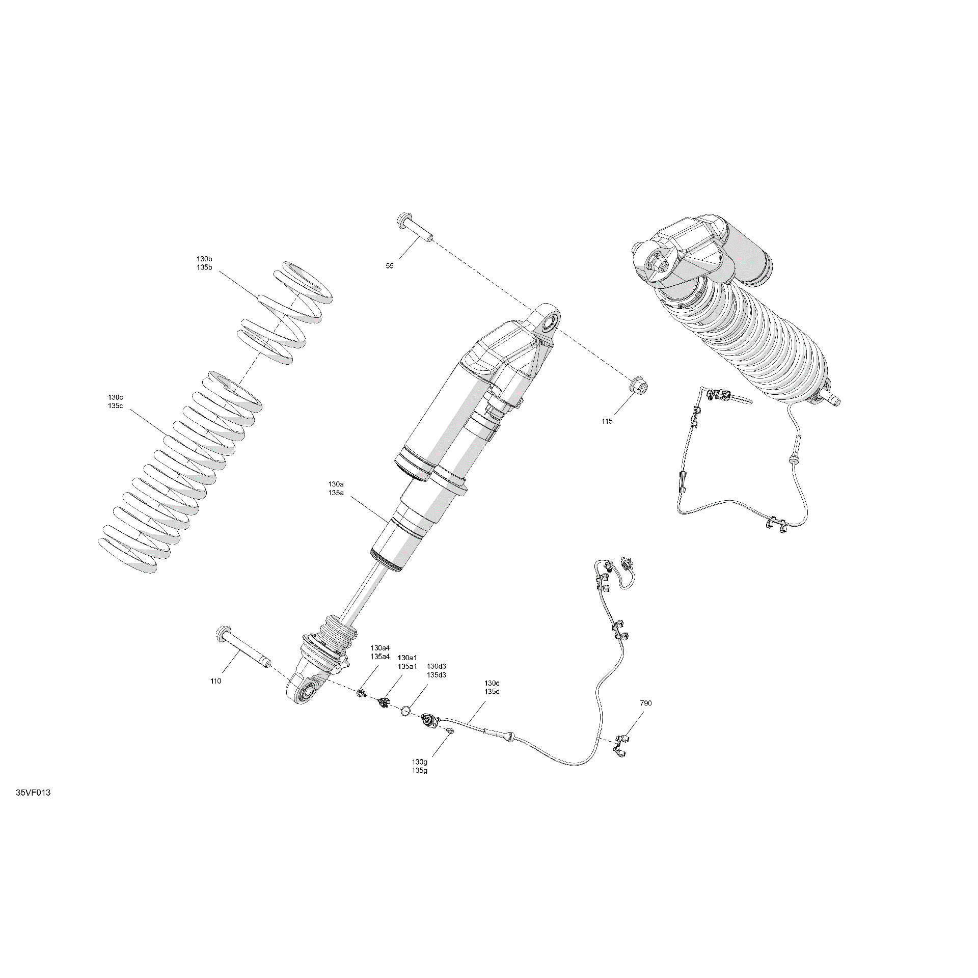 An Image of a Genuine Can-Am Parts Schematic Diagram showing the schematic - SUSPENSION - FRONT SHOCKS