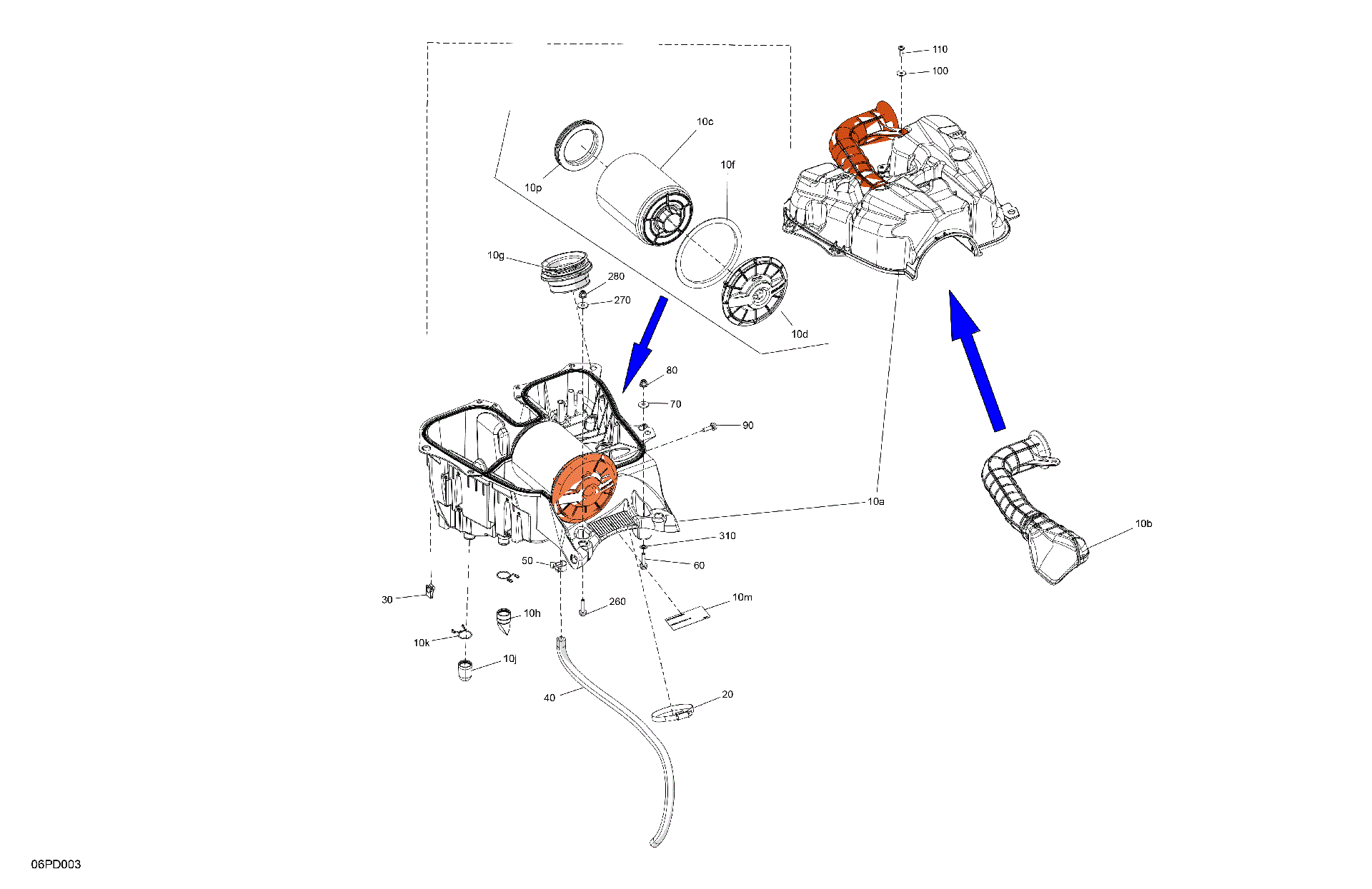 An Image of a Genuine Can-Am Parts Schematic Diagram showing the schematic - ENGINE - AIR INTAKE