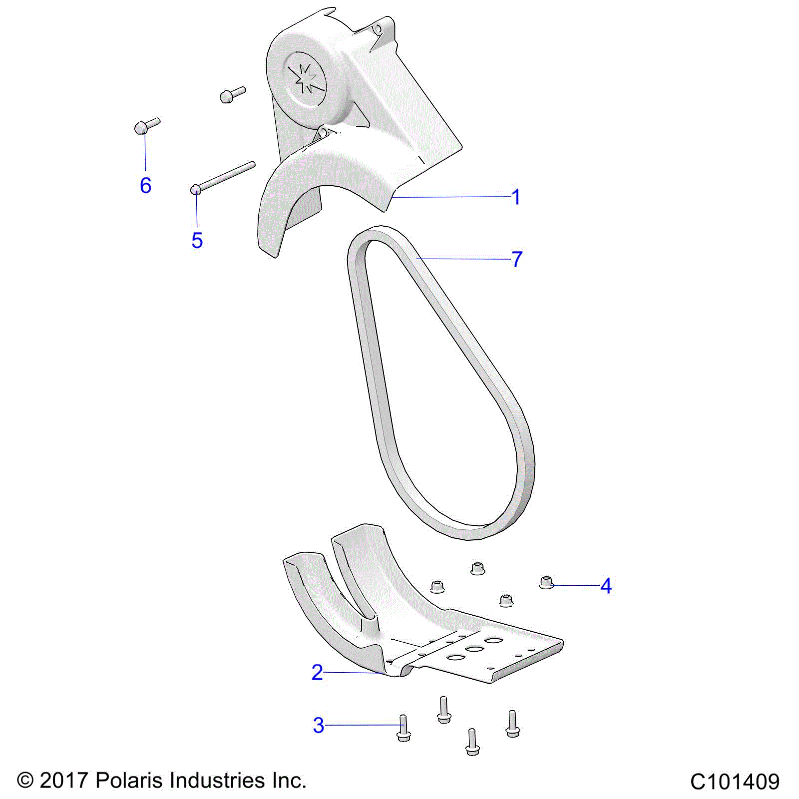 An Image of a Genuine Polaris Parts Schematic Diagram showing the schematic - DRIVE TRAIN: CHAIN GUARD - 2020 POLARIS ACE 150 EFI