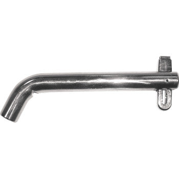 The Trimax Lock Receiver Pin 5/8 is a stainless steel hitch pin with a silver curved lever and latch, designed for easy installation on Class III, IV, and V receivers.