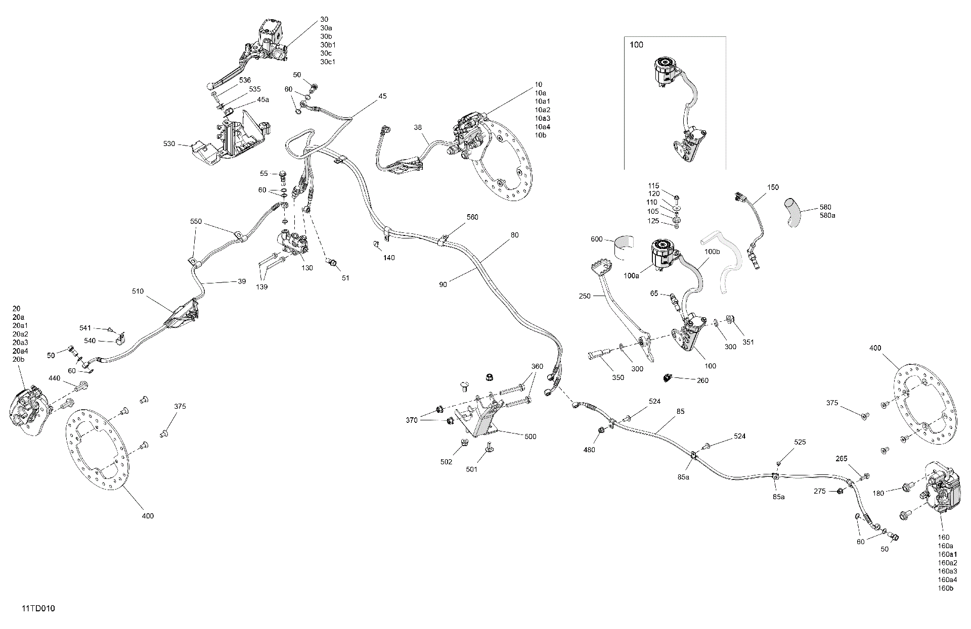 An Image of a Genuine Can-Am Parts Schematic Diagram showing the schematic - MECHANIC - BRAKE SYSTEM