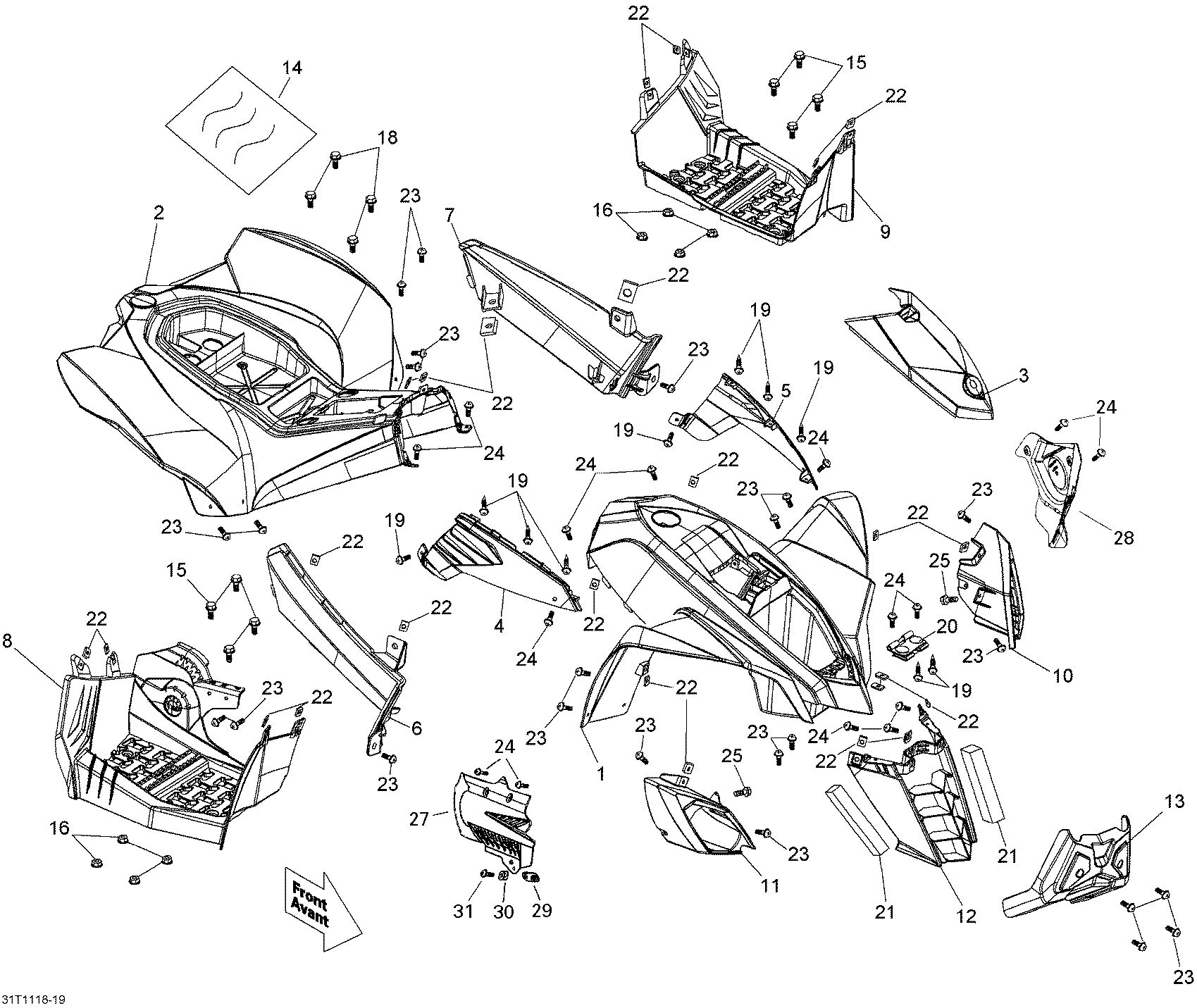 An Image of a Genuine Can-Am Parts Schematic Diagram showing the schematic - BODY AND ACCESSORIES