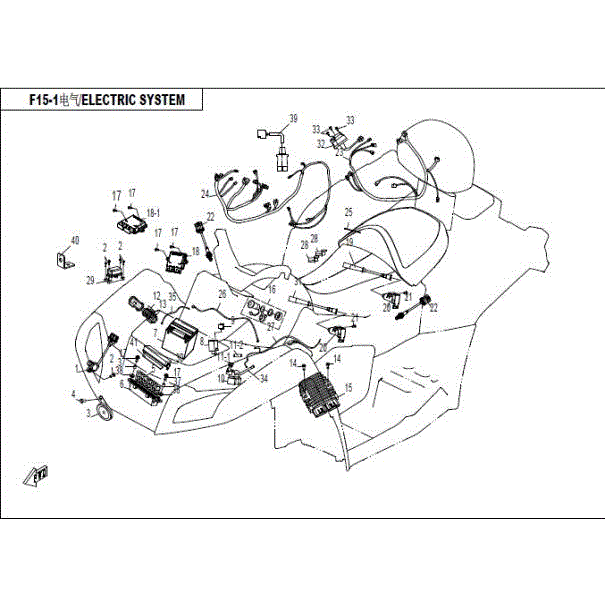 An Image of a genuine CFMOTO Parts Schematic Diagram showing the group - ELECTRIC SYSTEM(2) - 2016 CFMOTO CFORCE 800 X8