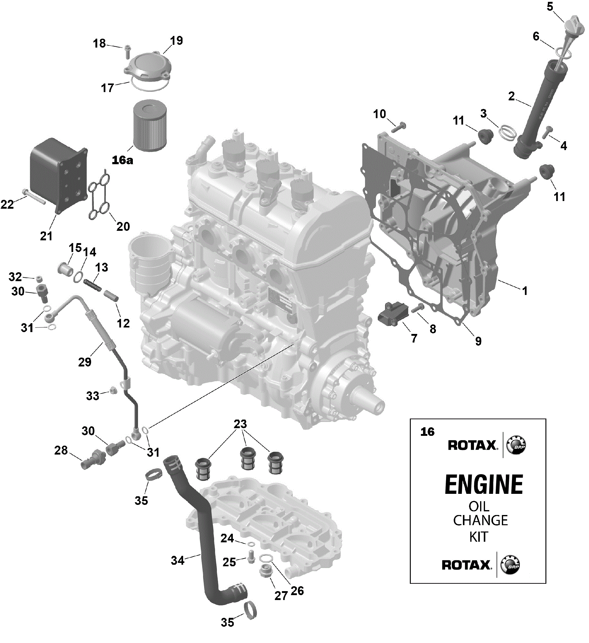 An Image of a Genuine Can-Am Parts Schematic Diagram showing the schematic - ROTAX - ENGINE LUBRICATION