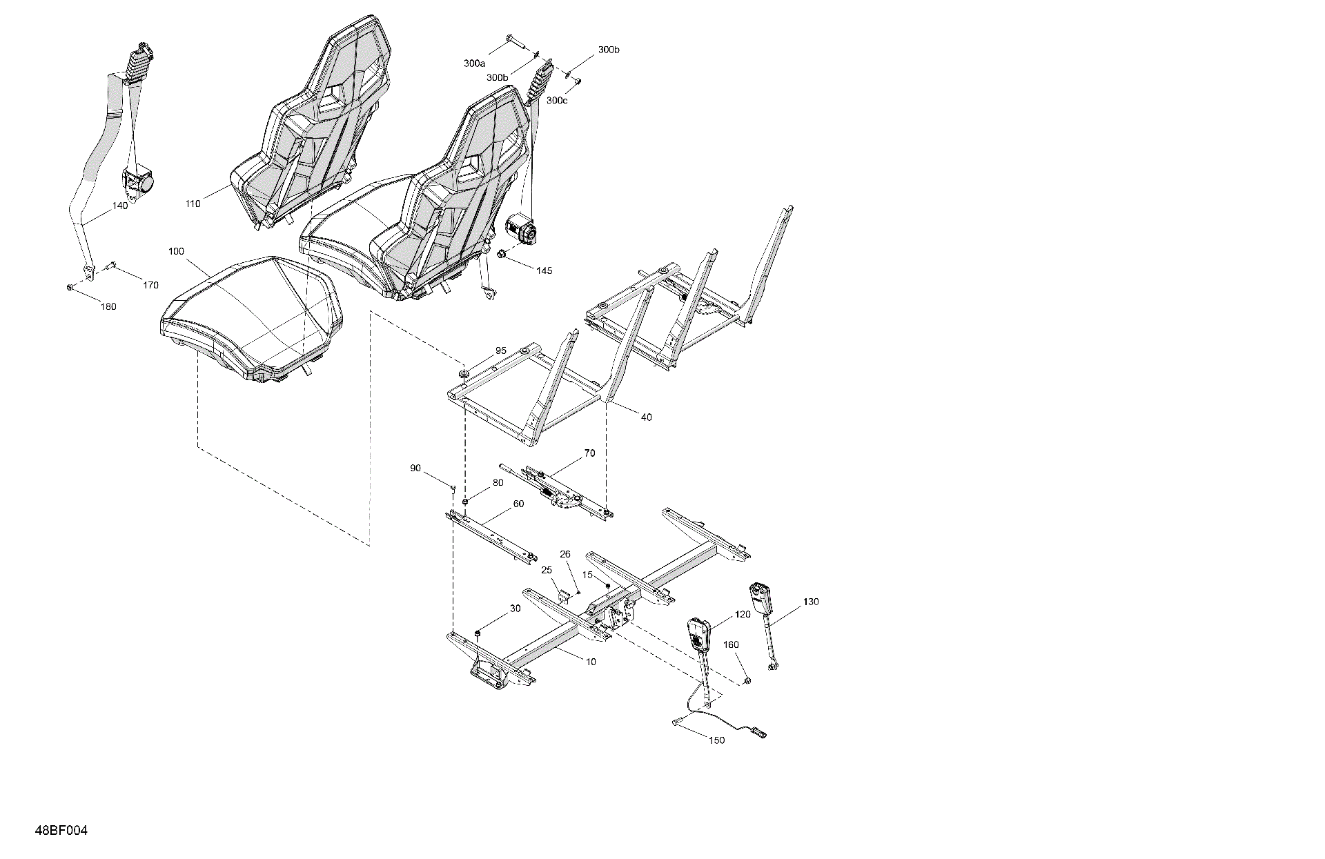 An Image of a Genuine Can-Am Parts Schematic Diagram showing the schematic - BODY - SEAT