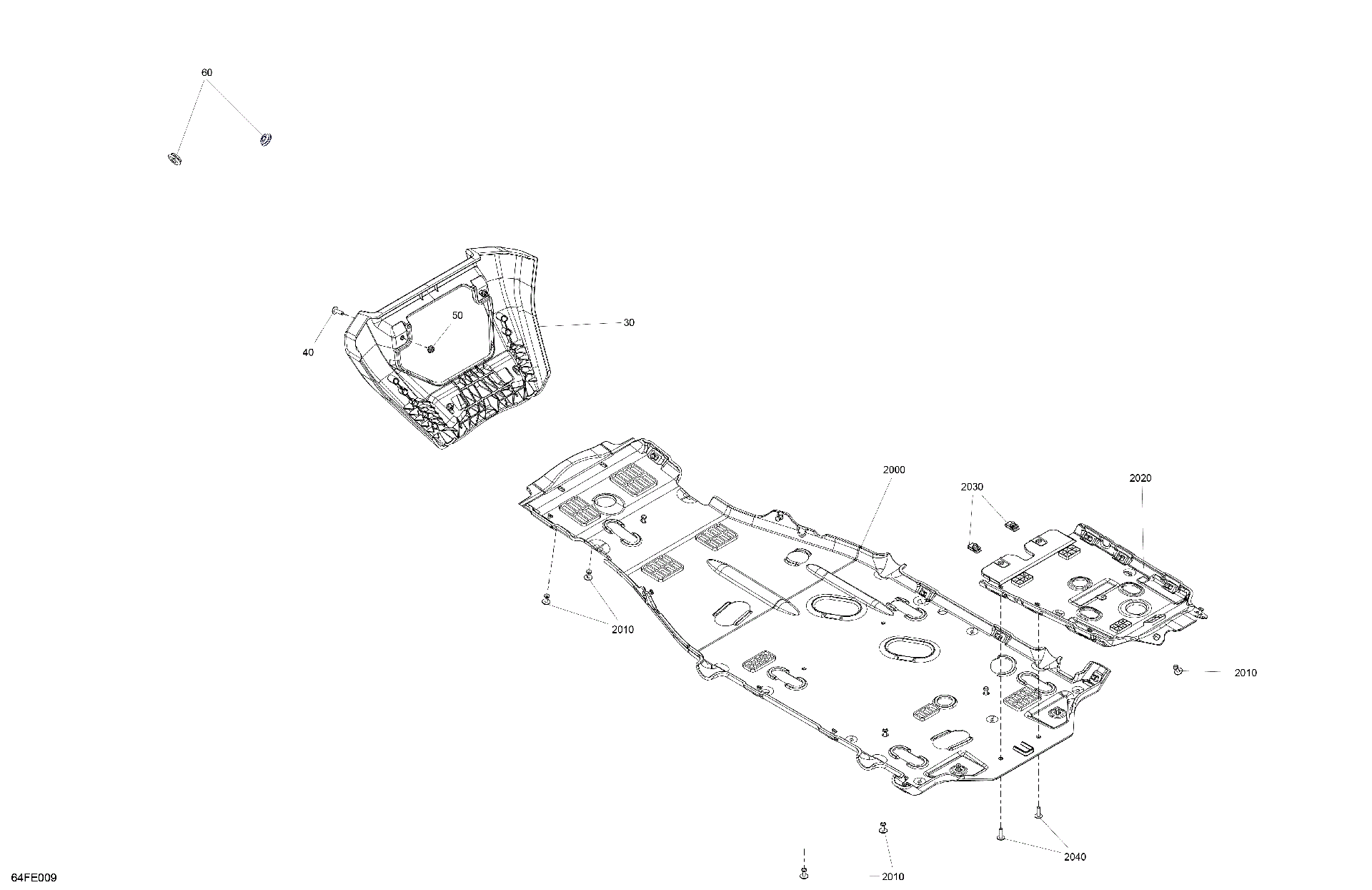 An Image of a Genuine Can-Am Parts Schematic Diagram showing the schematic - BODY - SKID PLATE AND BUMPER