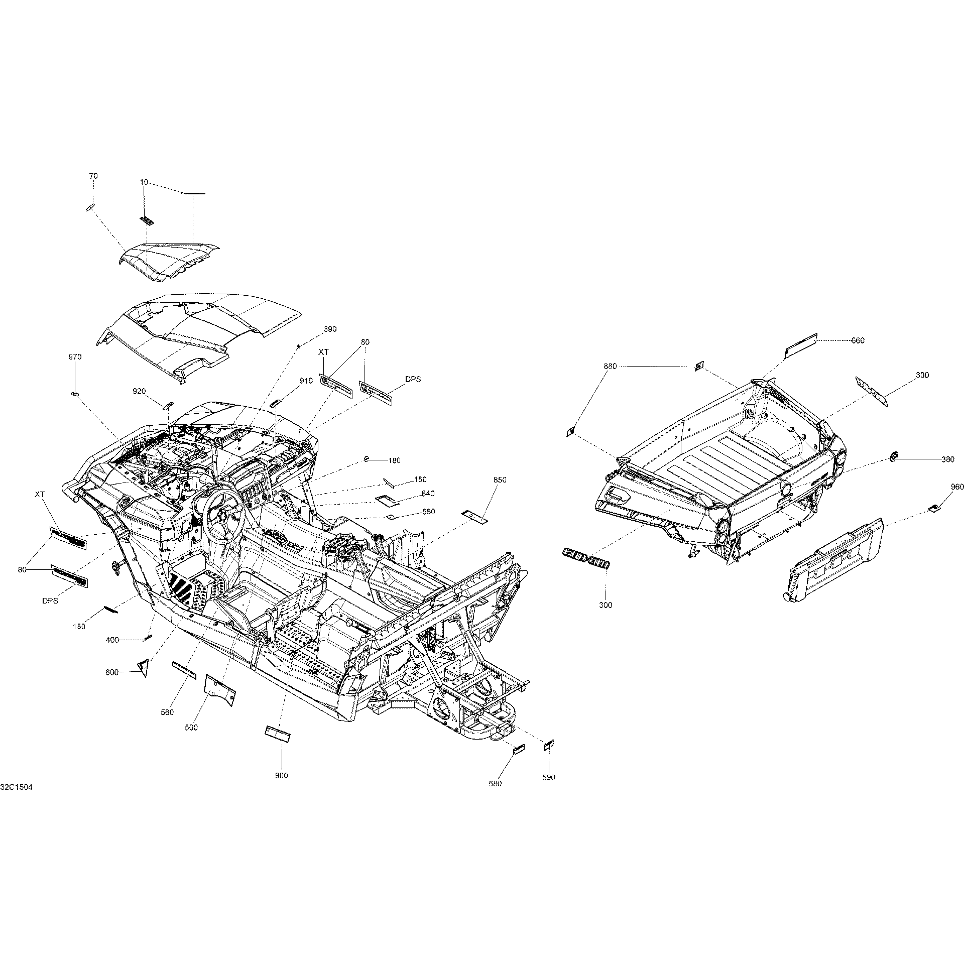 An Image of a Genuine Can-Am Parts Schematic Diagram showing the schematic - DECALS _32C1504