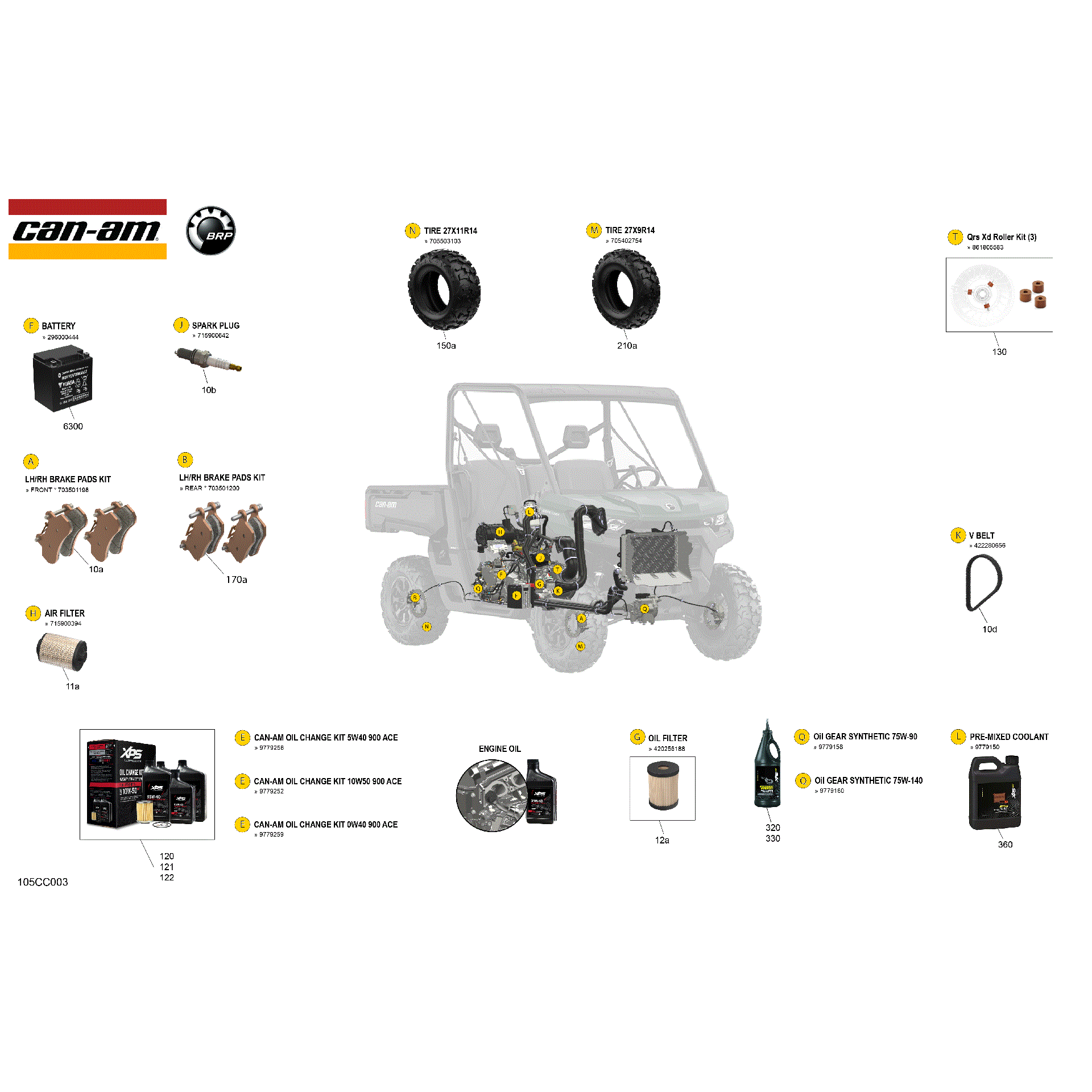An Image of a Genuine Can-Am Parts Schematic Diagram showing the schematic - SERVICE - MAINTENANCE PARTS & FLUIDS