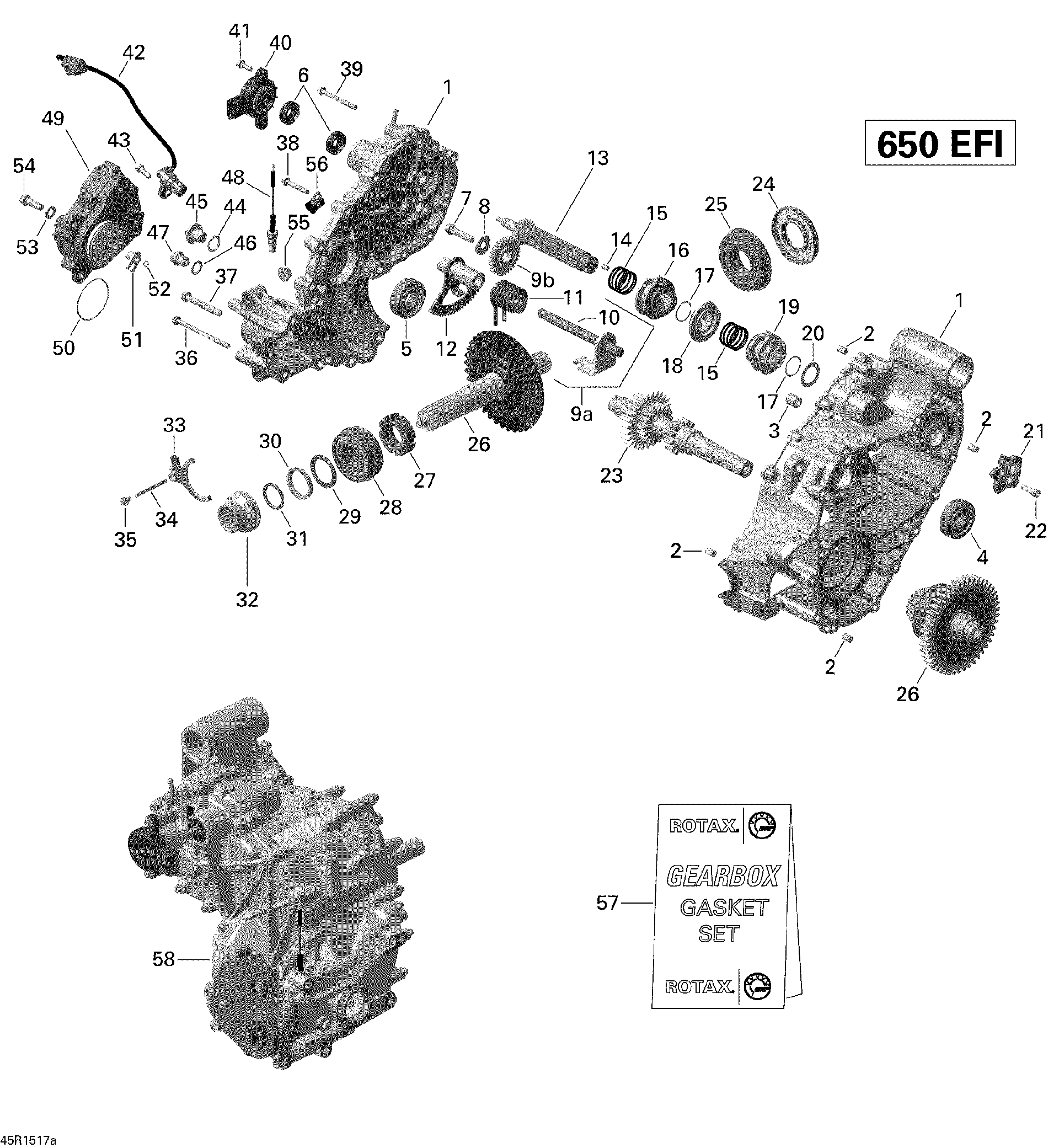 An Image of a Genuine Can-Am Parts Schematic Diagram showing the schematic - GEAR BOX 1_45R1517A
