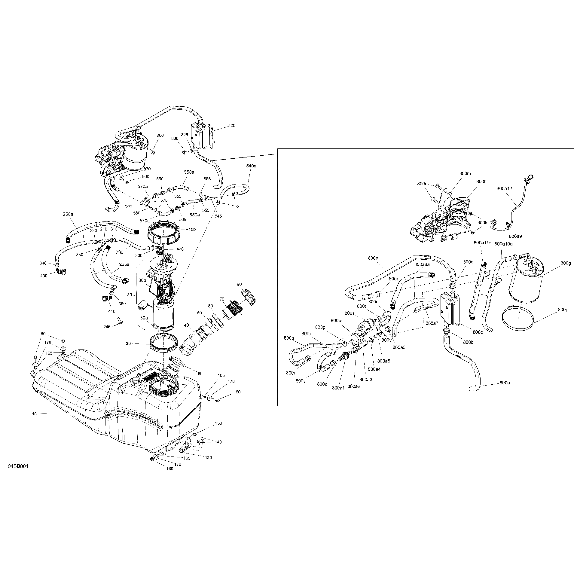 An Image of a Genuine Can-Am Parts Schematic Diagram showing the schematic - ENGINE - FUEL - EVAP