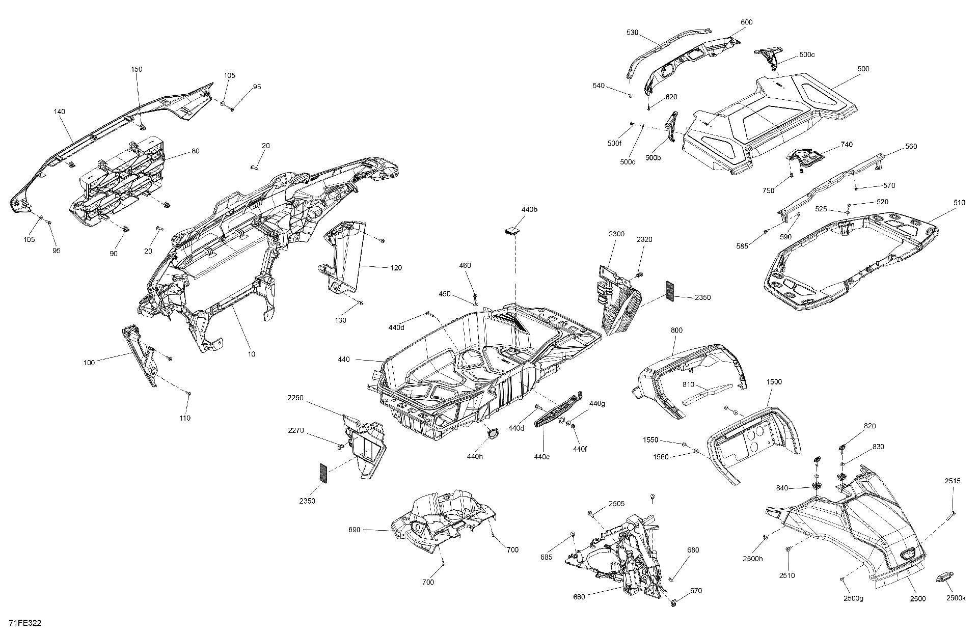 An Image of a Genuine Can-Am Parts Schematic Diagram showing the schematic - BODY - FRONT SECTION