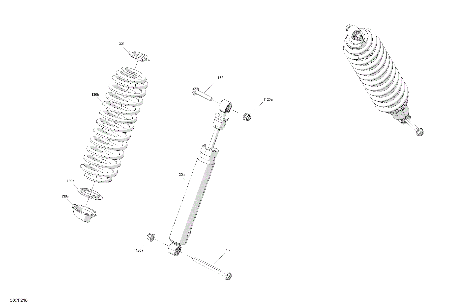 An Image of a Genuine Can-Am Parts Schematic Diagram showing the schematic - SUSPENSION - REAR SHOCKS