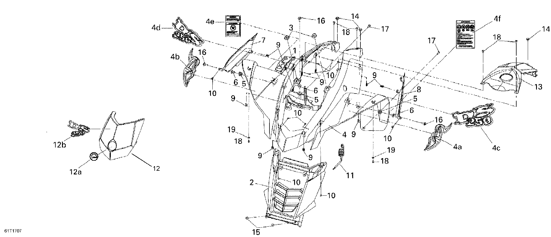 An Image of a Genuine Can-Am Parts Schematic Diagram showing the schematic - FRONT FENDER 