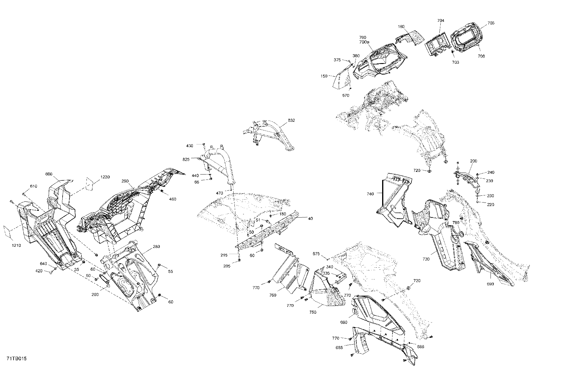 An Image of a Genuine Can-Am Parts Schematic Diagram showing the schematic - BODY - FRONT SECTION