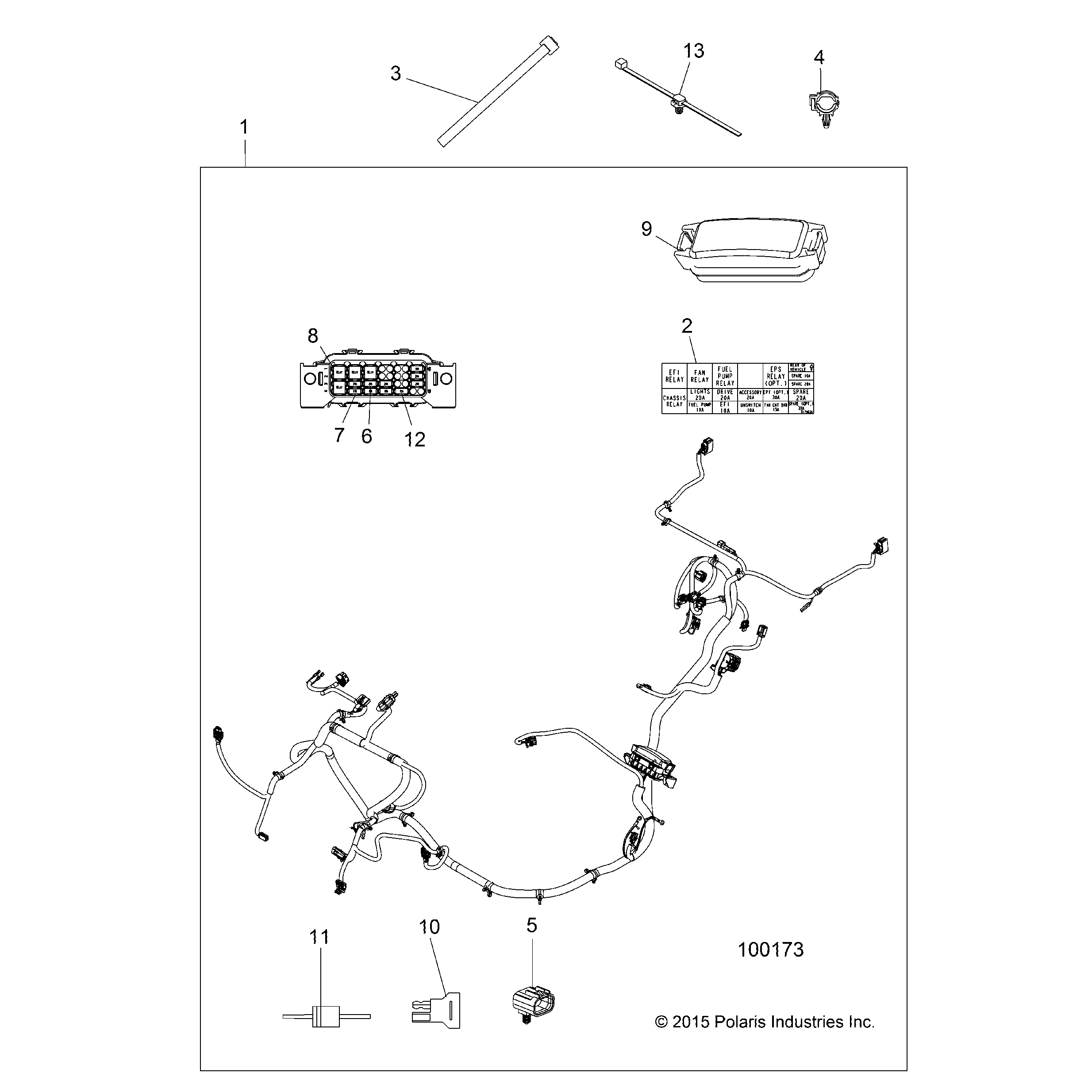 An Image of a Genuine Polaris Parts Schematic Diagram showing the schematic - ELECTRICAL: WIRE HARNESS - 2016 POLARIS ACE 325 EFI