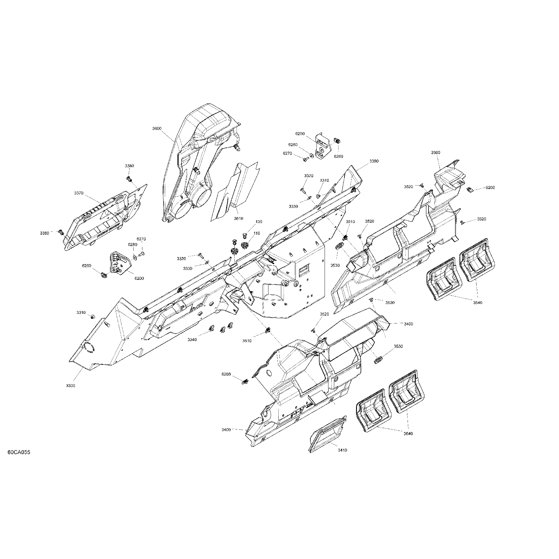 An Image of a Genuine Can-Am Parts Schematic Diagram showing the schematic - BODY - CAB INTERIOR - BACK WALL