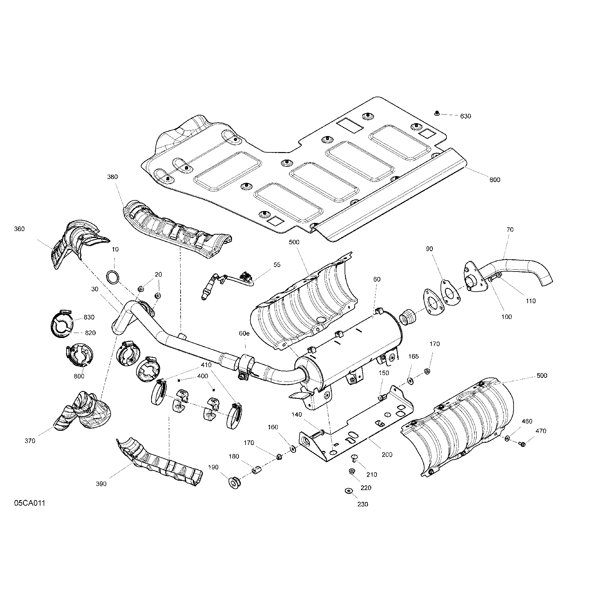 An Image of a Genuine Can-Am Parts Schematic Diagram showing the schematic - ENGINE - EXHAUST