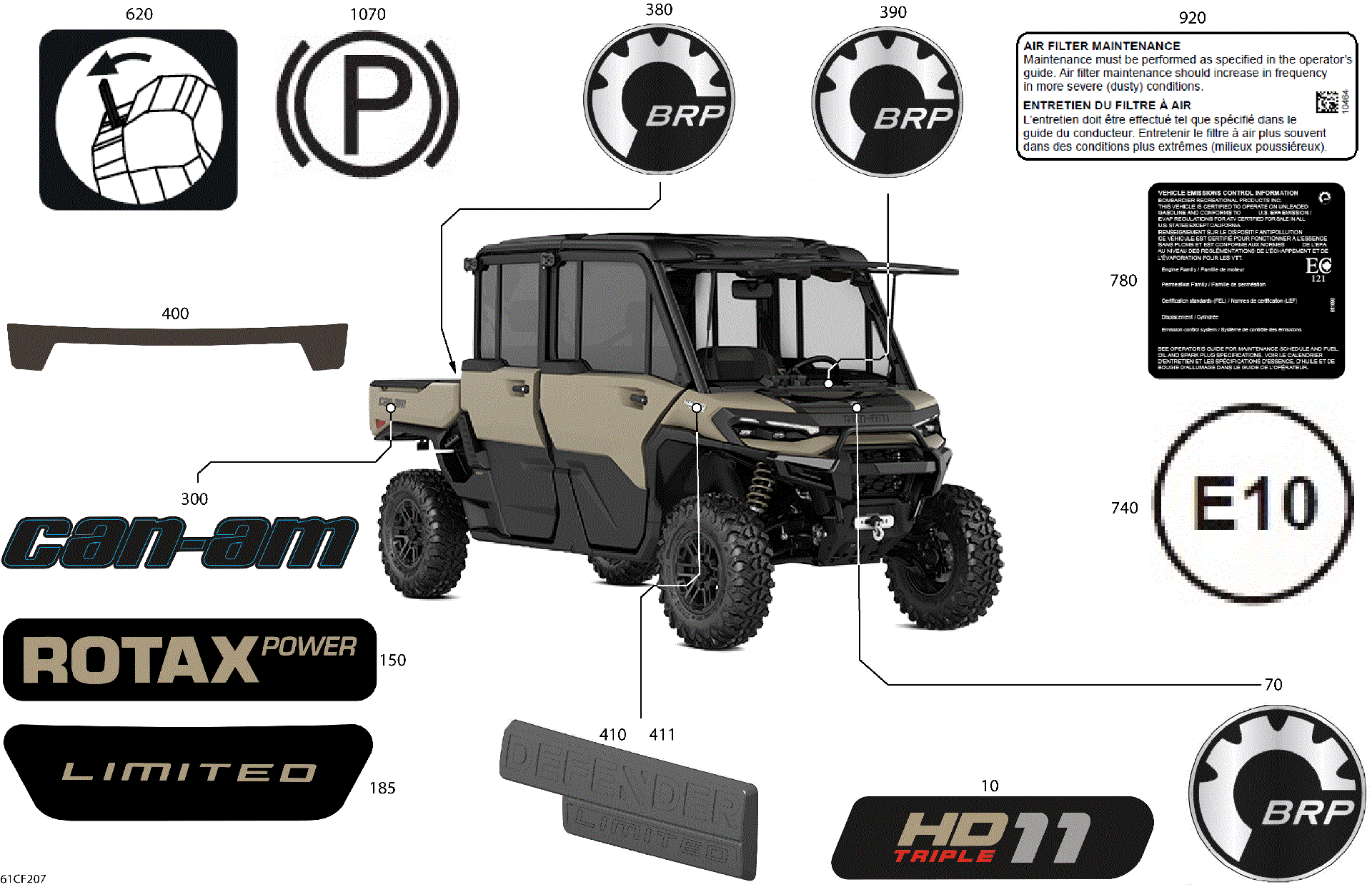 An Image of a Genuine Can-Am Parts Schematic Diagram showing the schematic - BODY - DECALS