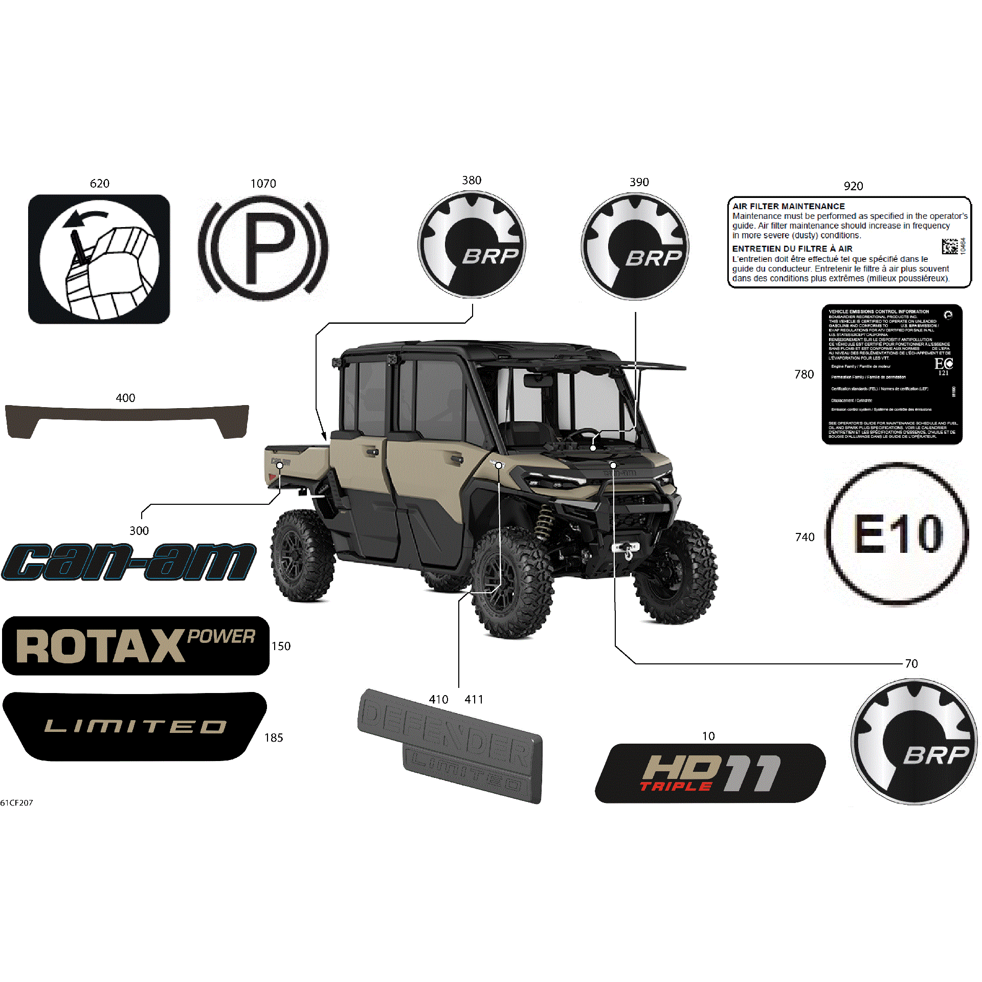 An Image of a Genuine Can-Am Parts Schematic Diagram showing the schematic - BODY - DECALS