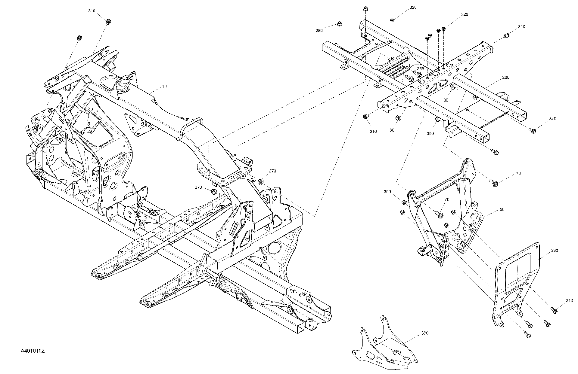 An Image of a Genuine Can-Am Parts Schematic Diagram showing the schematic - FRAME - SYSTEM
