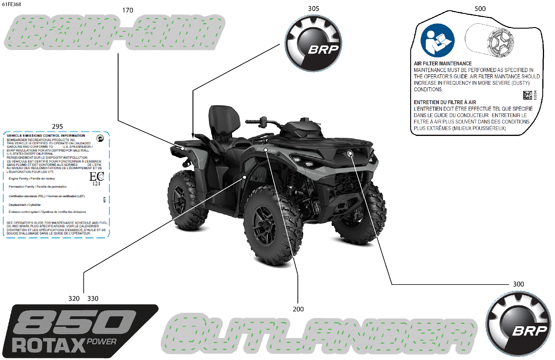 An Image of a Genuine Can-Am Parts Schematic Diagram showing the schematic - BODY - FEATURE DECALS