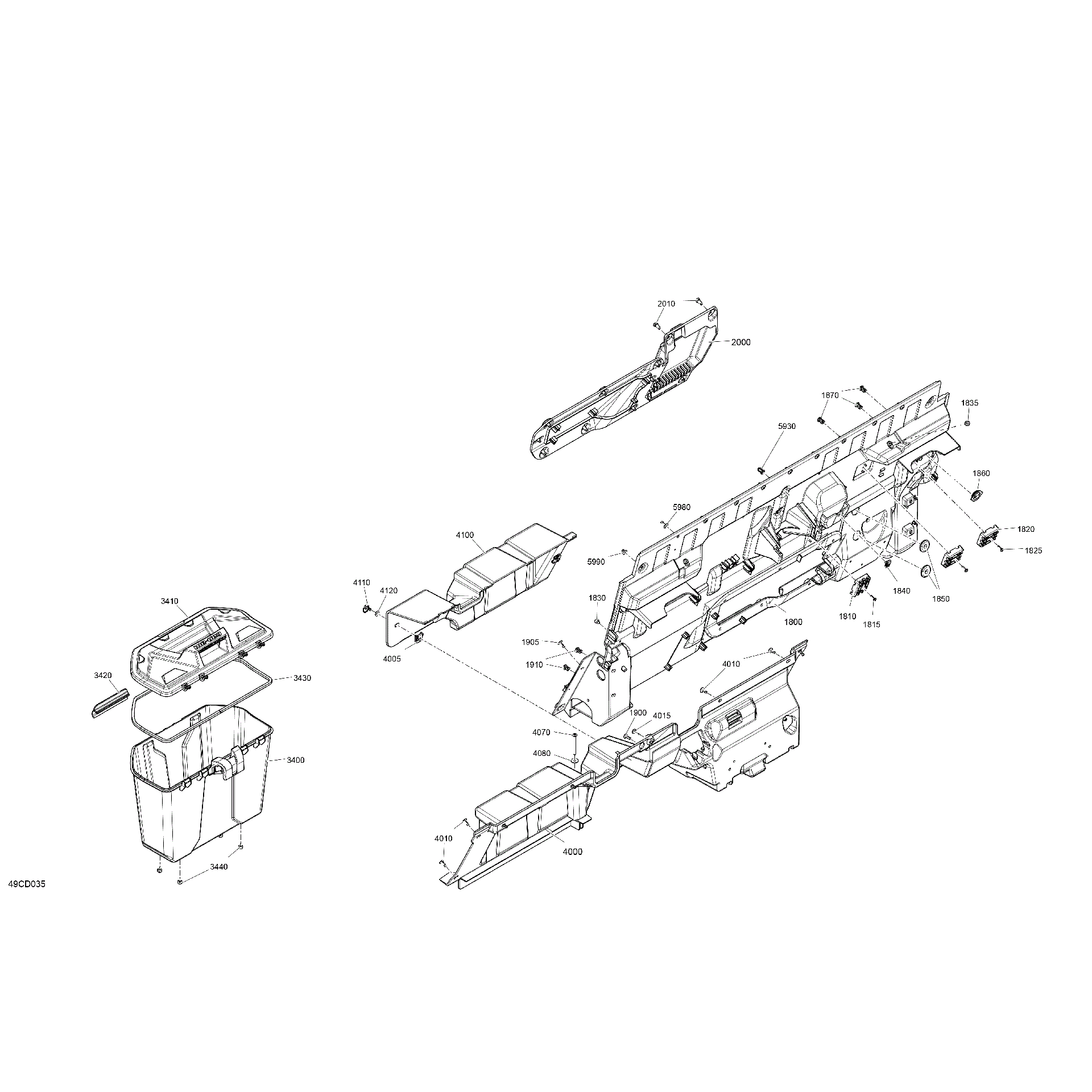 An Image of a Genuine Can-Am Parts Schematic Diagram showing the schematic - CAB INTERIOR - BACK WALL