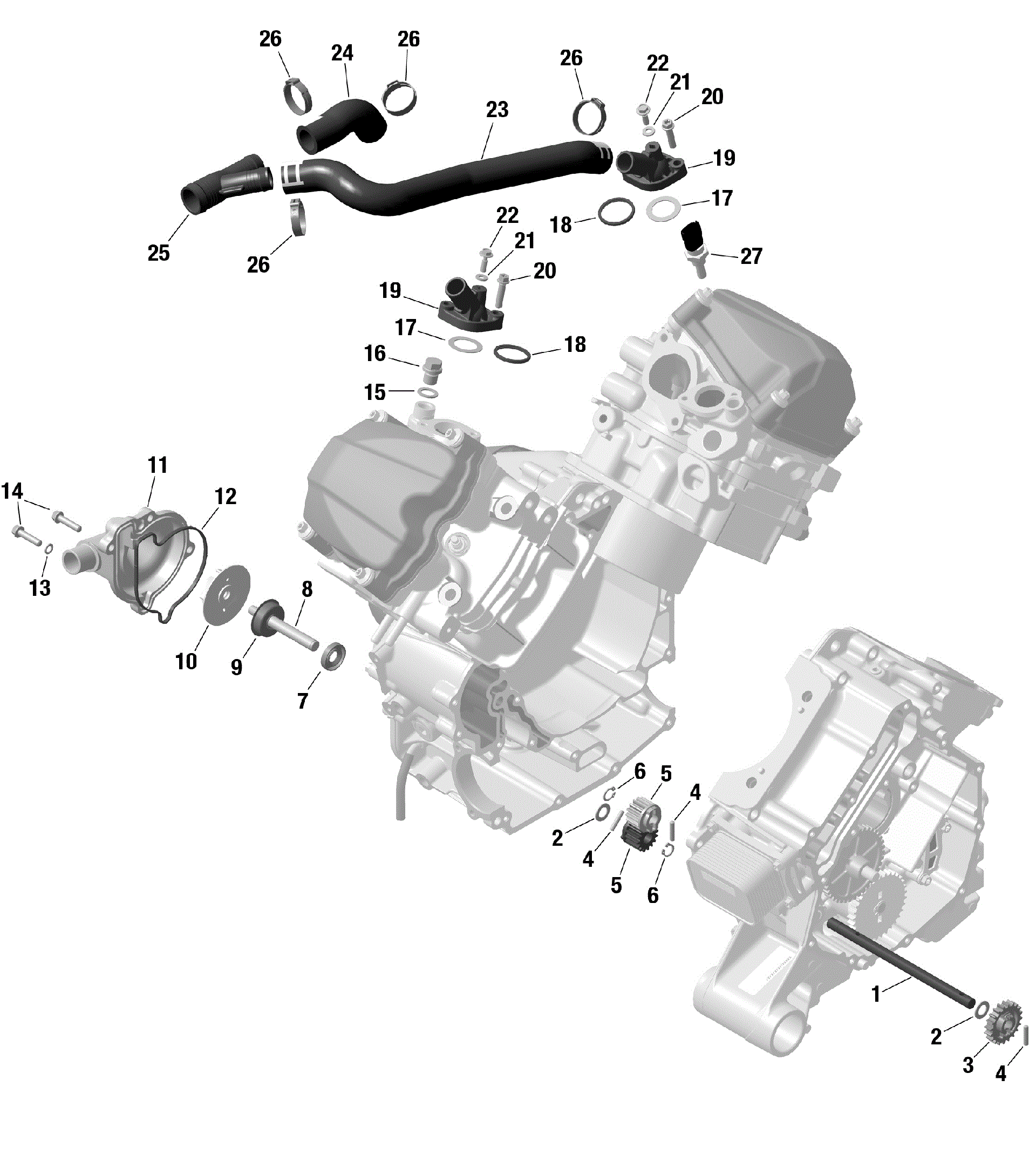 An Image of a Genuine Can-Am Parts Schematic Diagram showing the schematic - ROTAX - ENGINE COOLING
