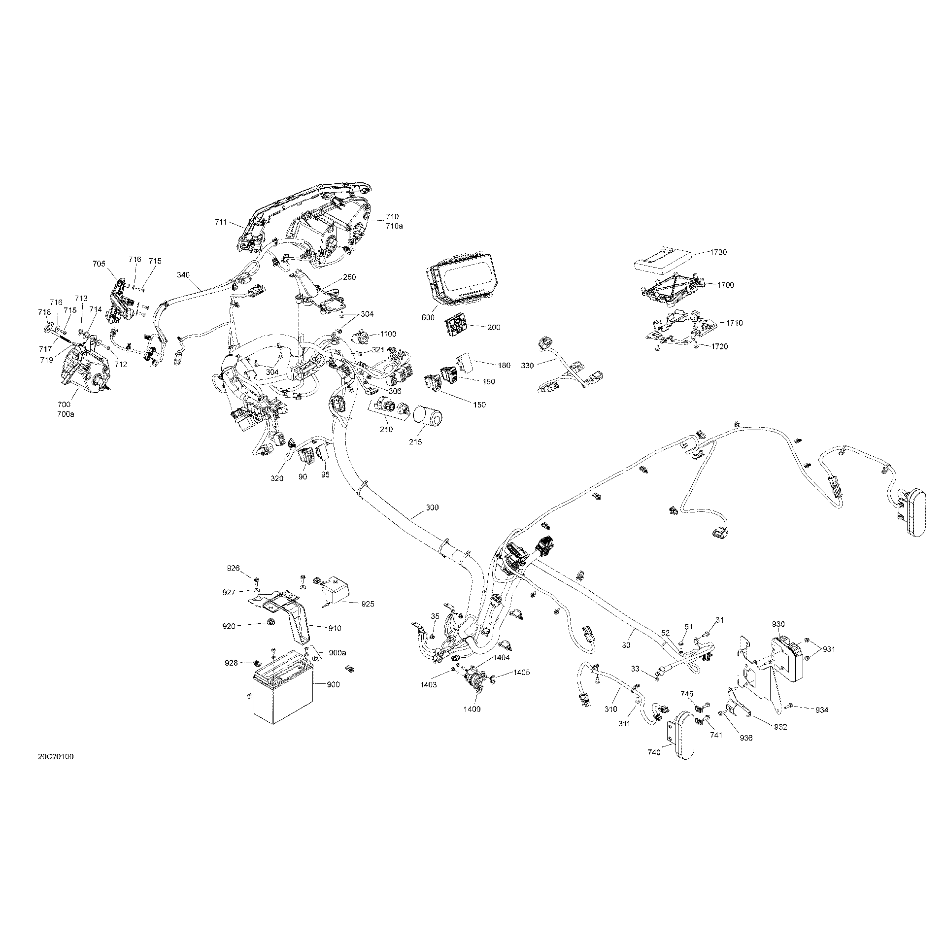 An Image of a Genuine Can-Am Parts Schematic Diagram showing the schematic - ELECTRICAL SYSTEM