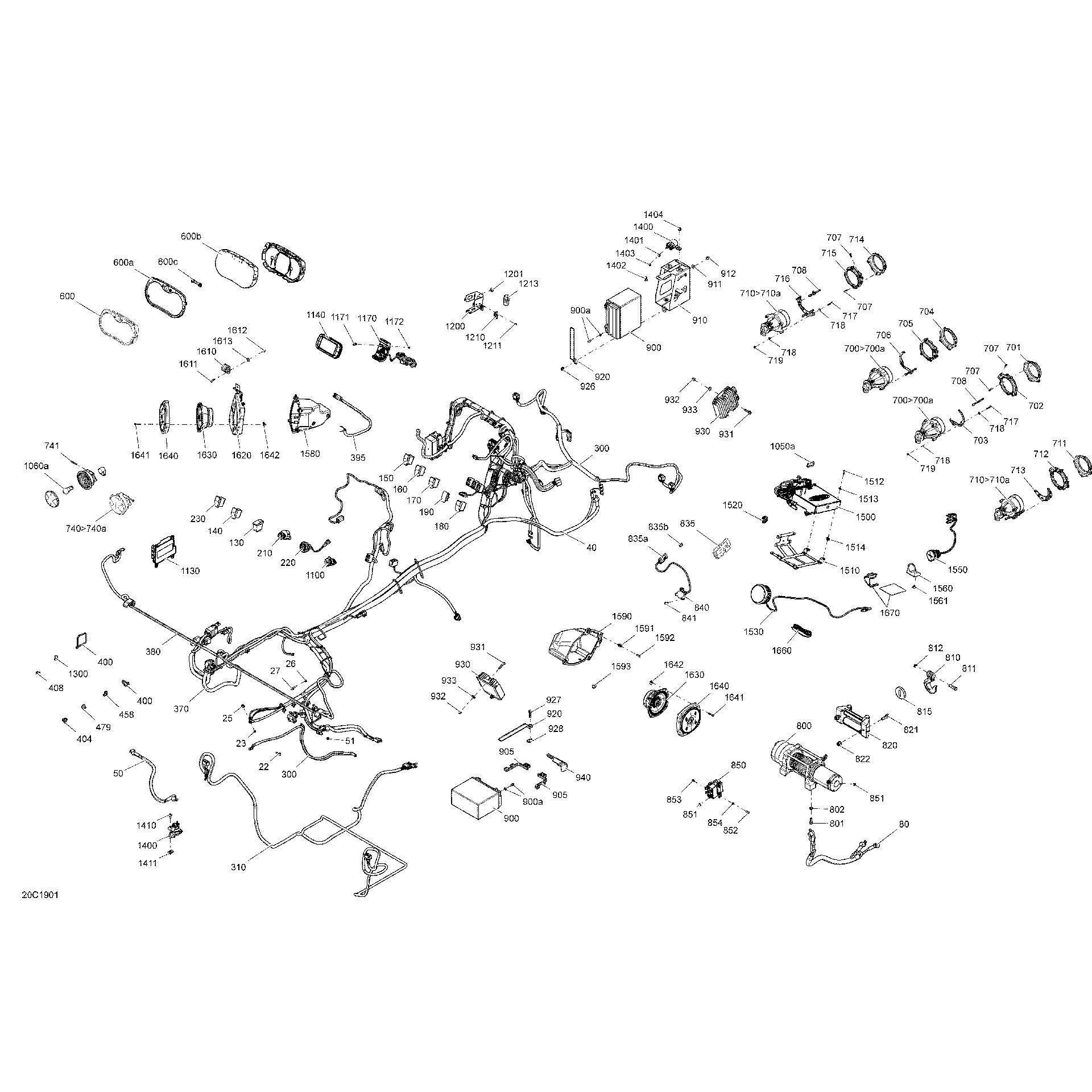 An Image of a Genuine Can-Am Parts Schematic Diagram showing the schematic - ELECTRICAL - LTD