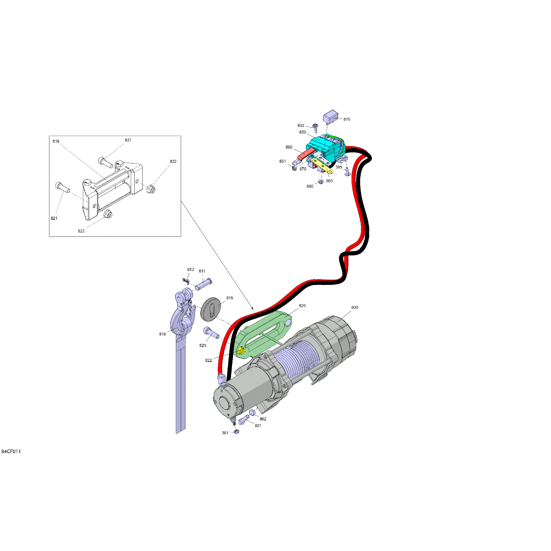 An Image of a Genuine Can-Am Parts Schematic Diagram showing the schematic - ELECTRIC - WINCH