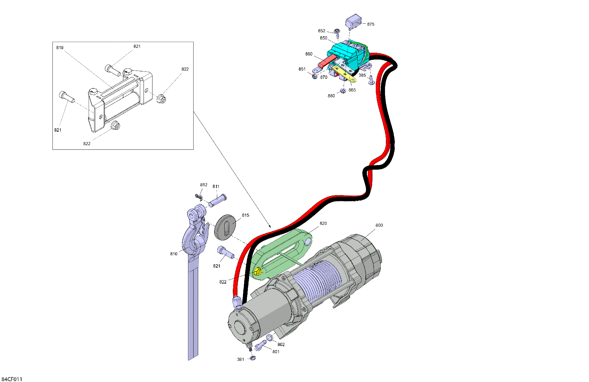 An Image of a Genuine Can-Am Parts Schematic Diagram showing the schematic - ELECTRIC - WINCH
