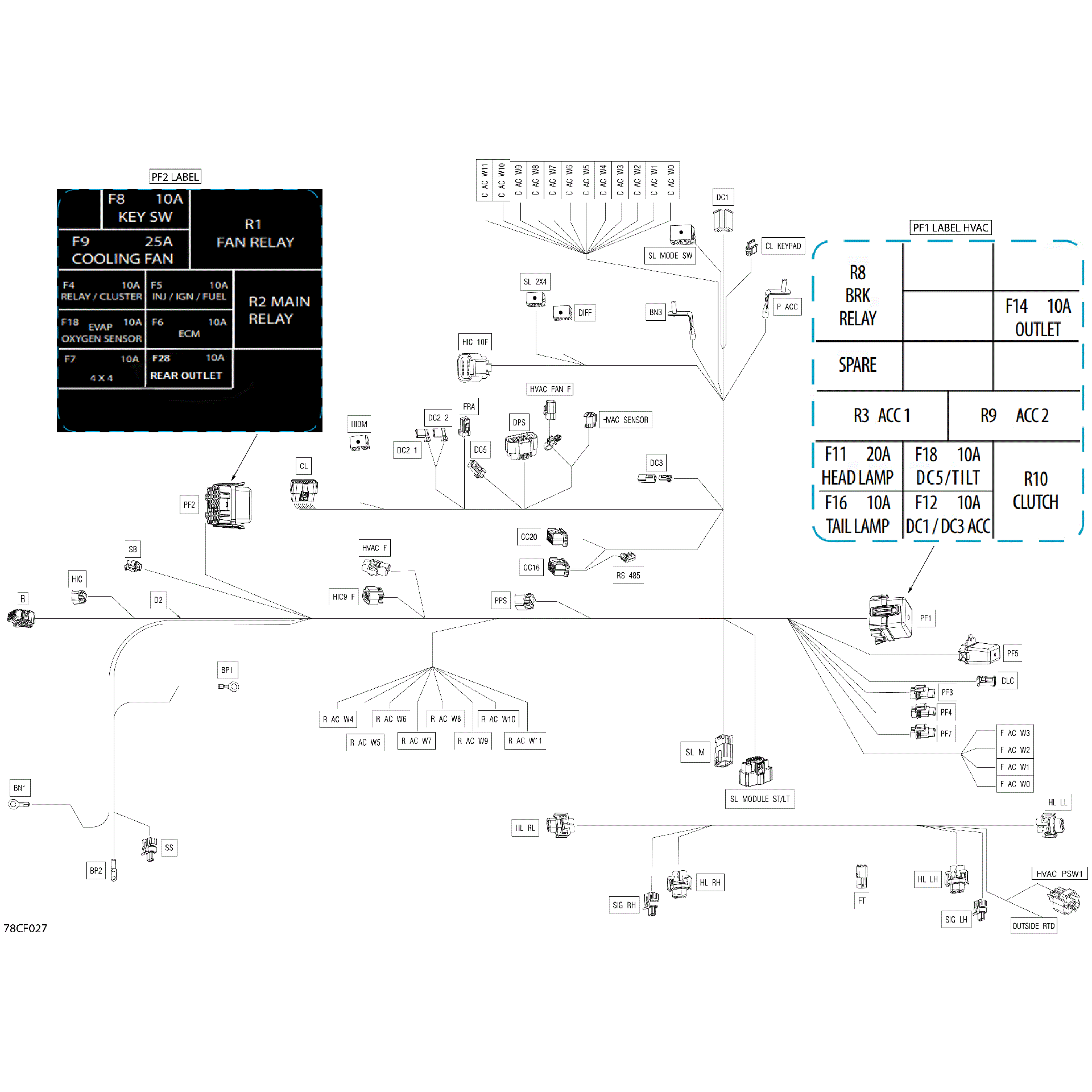 An Image of a Genuine Can-Am Parts Schematic Diagram showing the schematic - ELECTRIC - MAIN HARNESS - 710008771