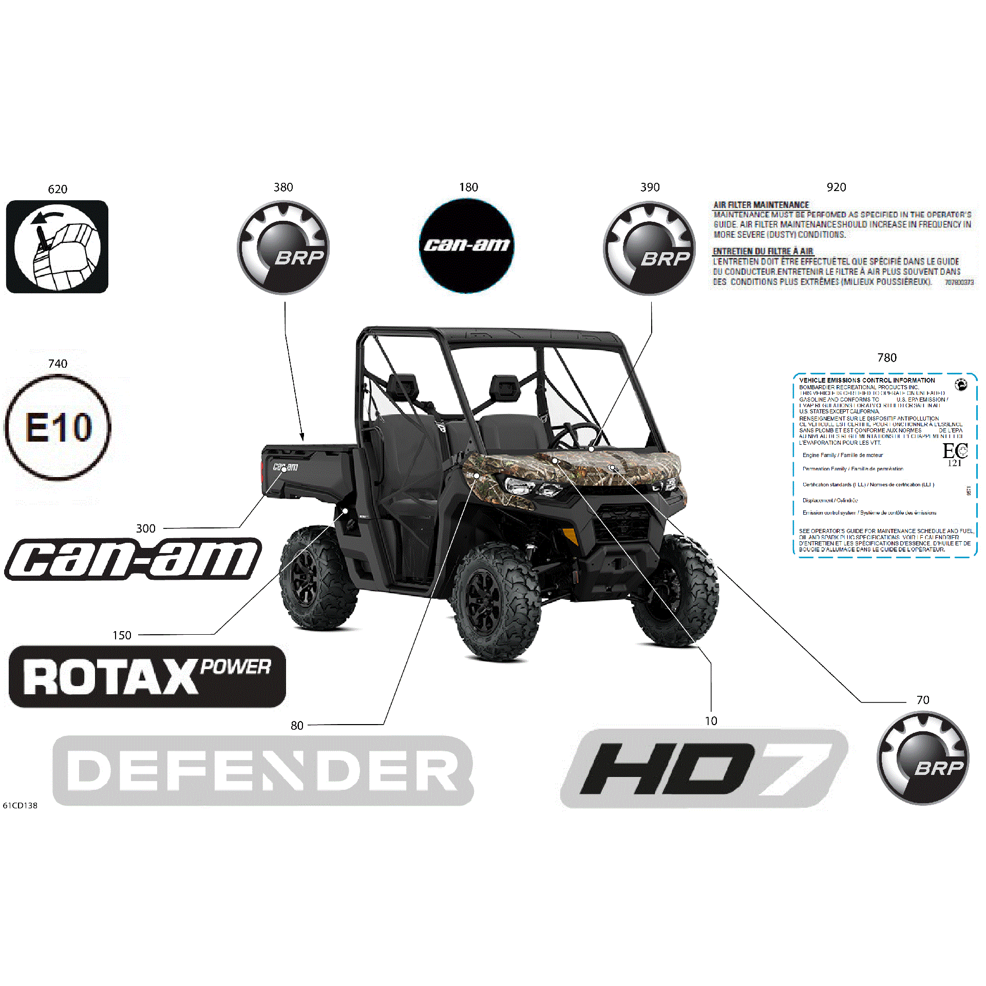 An Image of a Genuine Can-Am Parts Schematic Diagram showing the schematic - BODY - DECALS