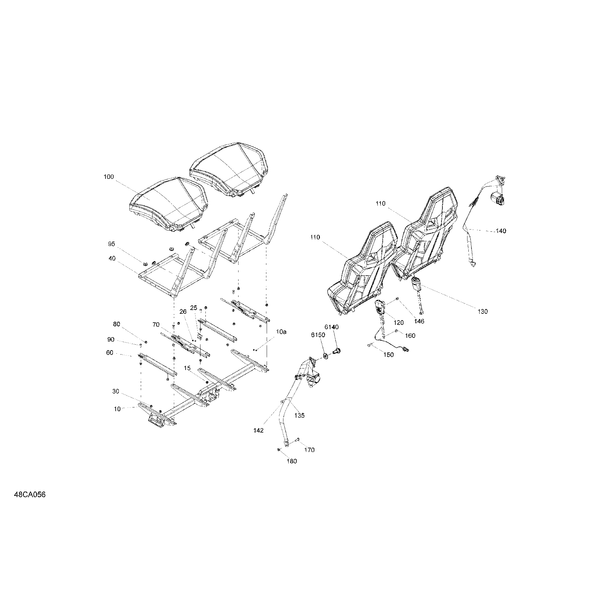 An Image of a Genuine Can-Am Parts Schematic Diagram showing the schematic - BODY - FRONT SEAT