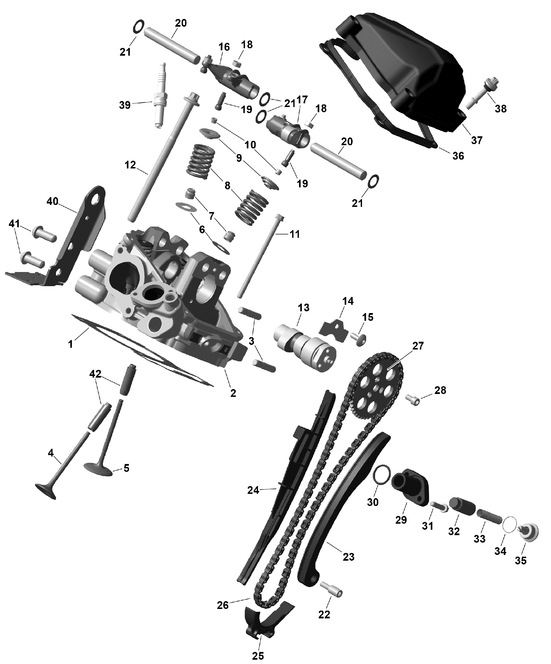 An Image of a Genuine Can-Am Parts Schematic Diagram showing the schematic - ROTAX - REAR CYLINDER HEAD