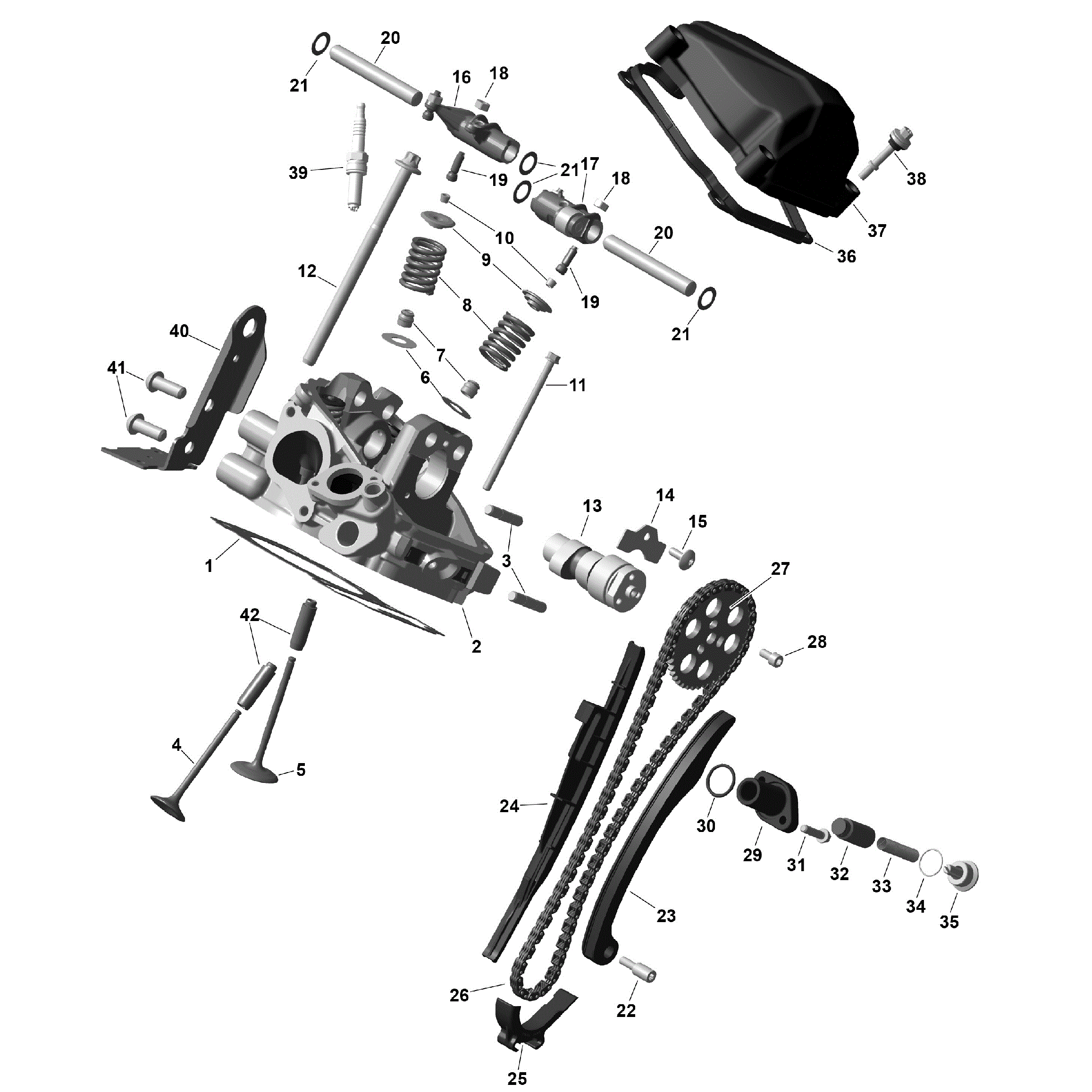 An Image of a Genuine Can-Am Parts Schematic Diagram showing the schematic - ROTAX - REAR CYLINDER HEAD