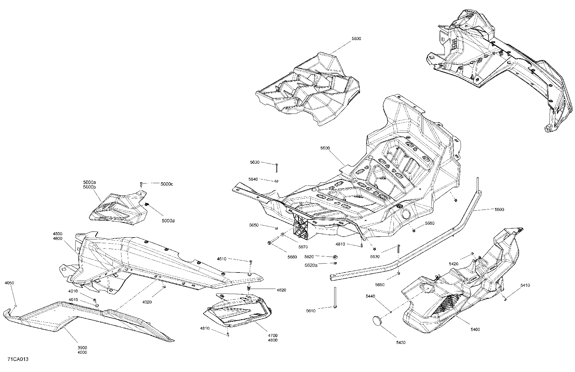 An Image of a Genuine Can-Am Parts Schematic Diagram showing the schematic - BODY - REAR SECTION
