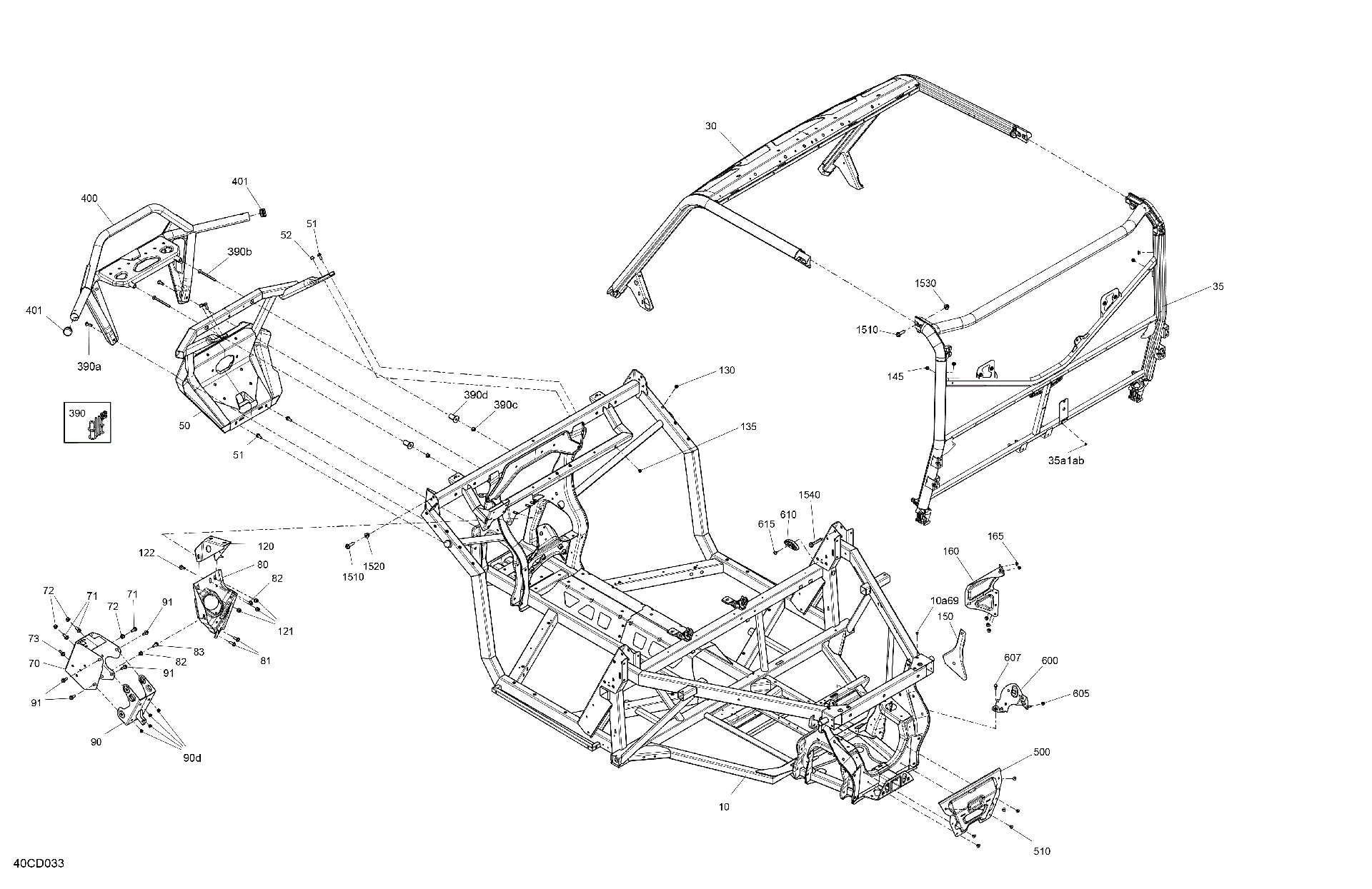 An Image of a Genuine Can-Am Parts Schematic Diagram showing the schematic - FRAME - SYSTEM