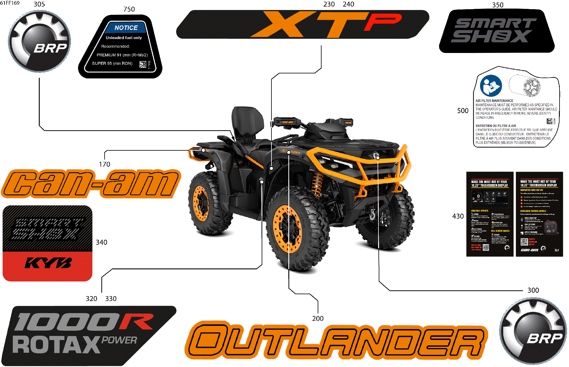 An Image of a Genuine Can-Am Parts Schematic Diagram showing the schematic - BODY - FEATURE DECALS