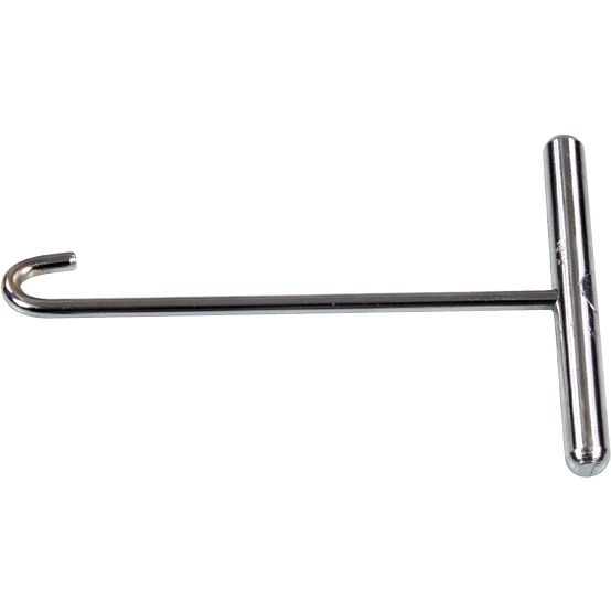 The Exhaust Spring Tool 12" by SLP features a T-shaped handle and a hooked tip, making it an essential automotive tool. Shown on a white background.