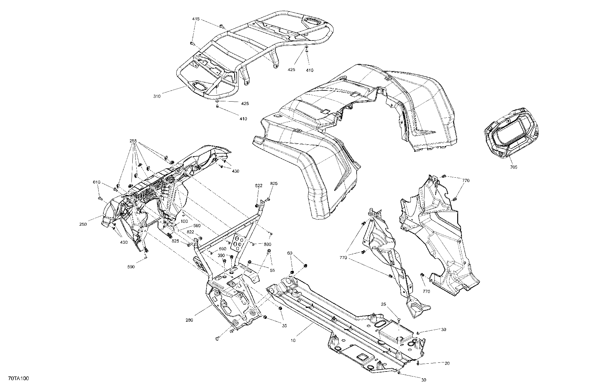 An Image of a Genuine Can-Am Parts Schematic Diagram showing the schematic - BODY - FRONT SECTION