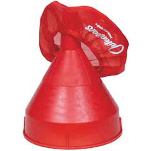 The Funnel Pre-Filter 6 Quart by Outerwears is a red plastic funnel with a wide base and mesh filter, designed to keep fuel systems clean. The brand name Outerwears appears in white text on the funnel.