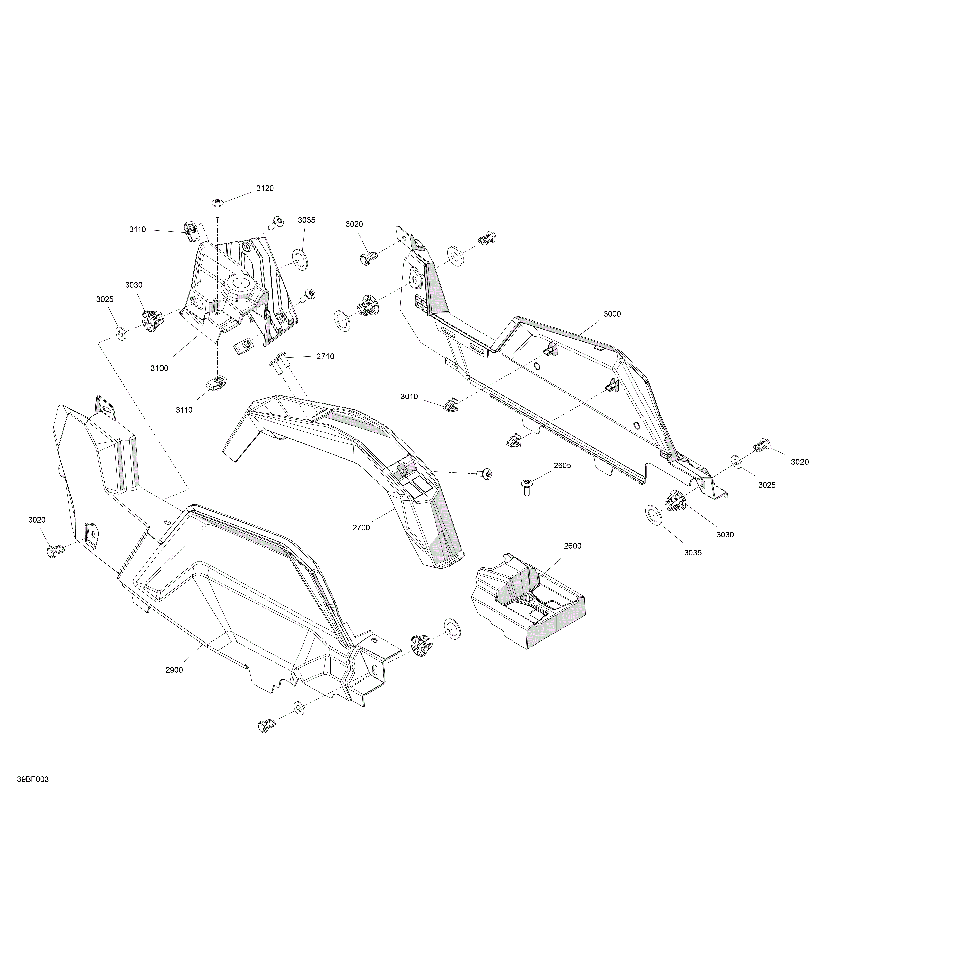An Image of a Genuine Can-Am Parts Schematic Diagram showing the schematic - CAB INTERIOR - CENTER CONSOLE
