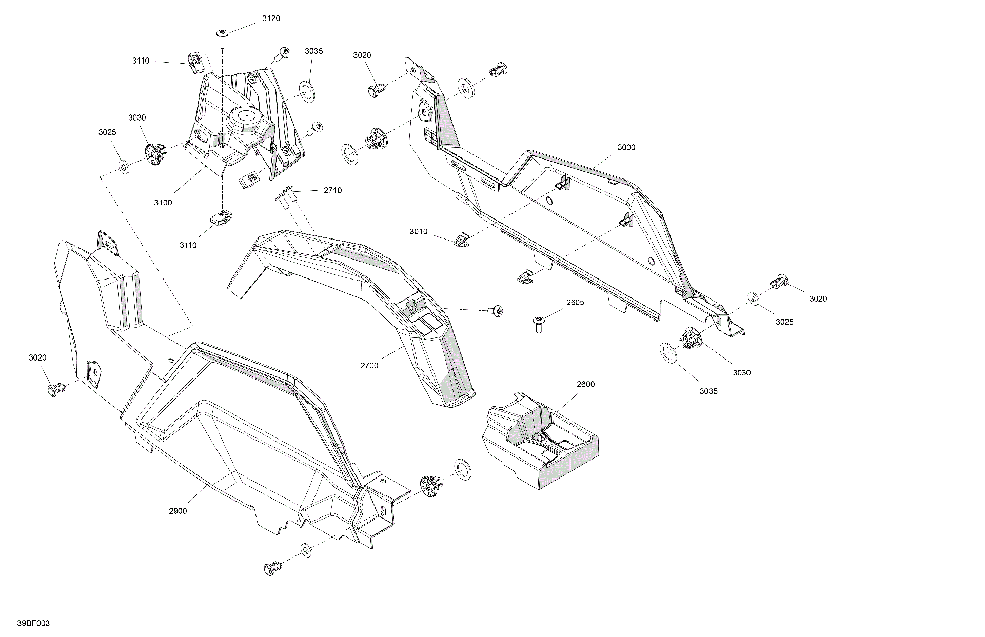 An Image of a Genuine Can-Am Parts Schematic Diagram showing the schematic - CAB INTERIOR - CENTER CONSOLE