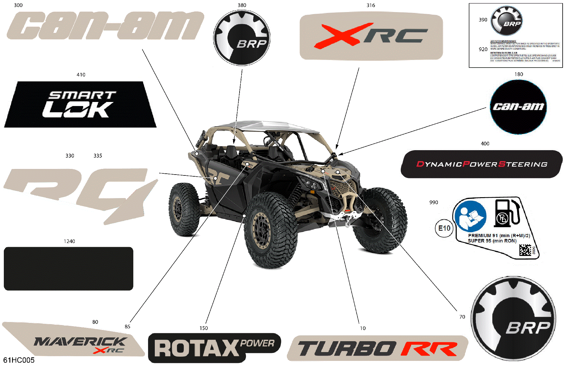 An Image of a Genuine Can-Am Parts Schematic Diagram showing the schematic - BODY - DECALS