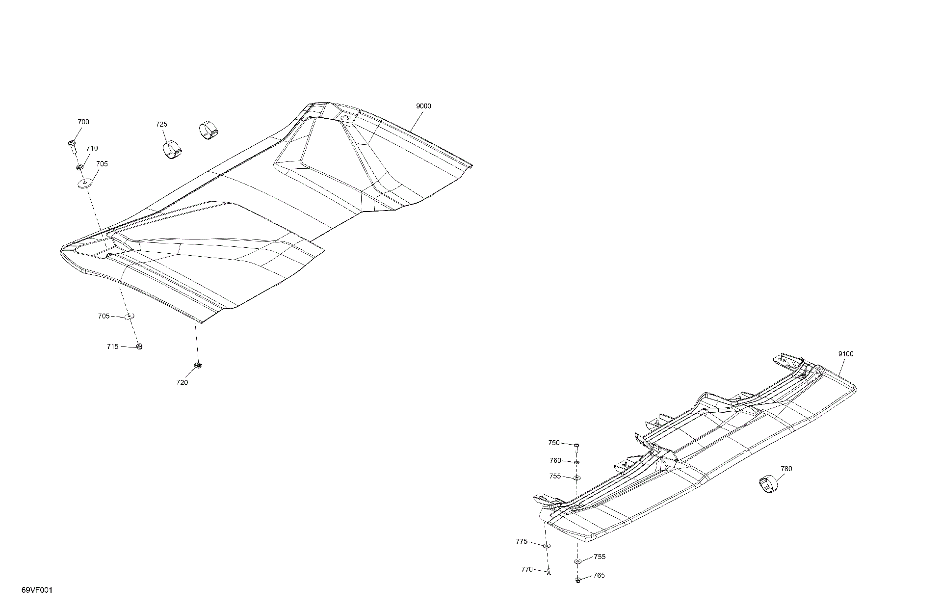 An Image of a Genuine Can-Am Parts Schematic Diagram showing the schematic - BODY - ROOF