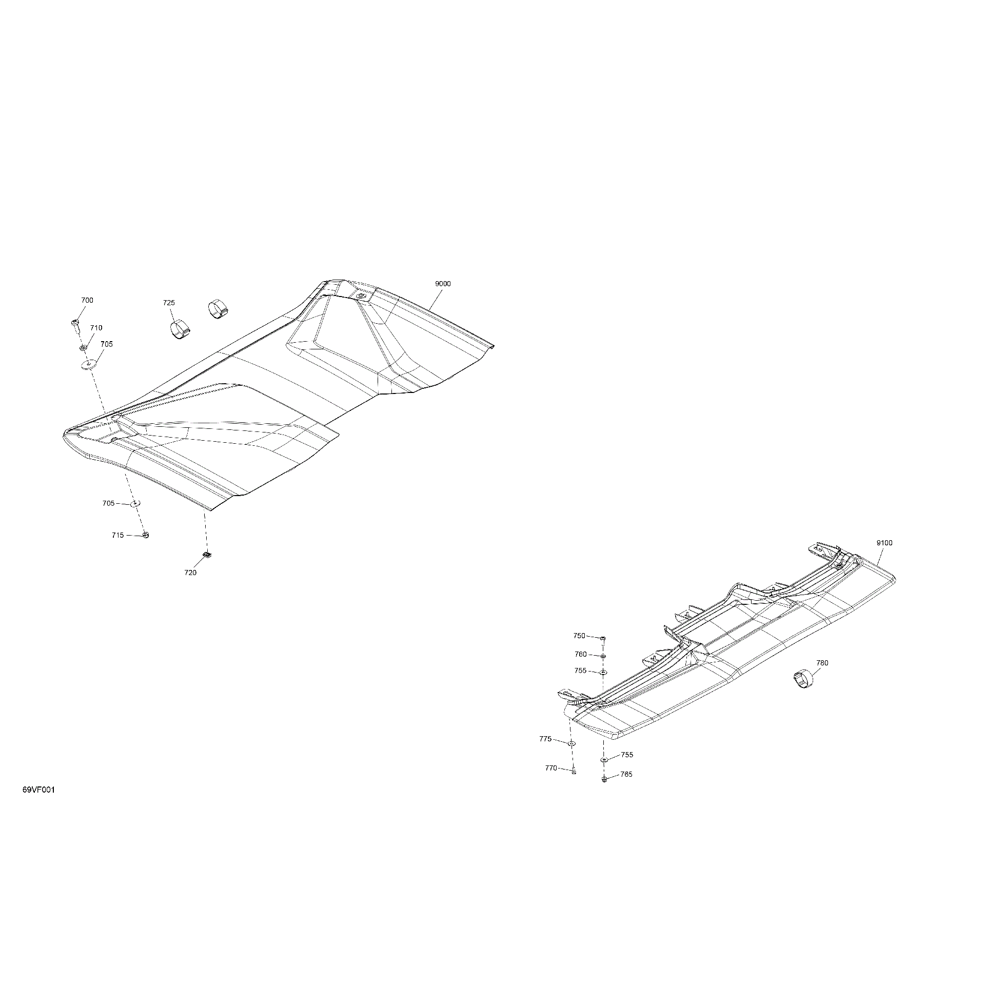 An Image of a Genuine Can-Am Parts Schematic Diagram showing the schematic - BODY - ROOF