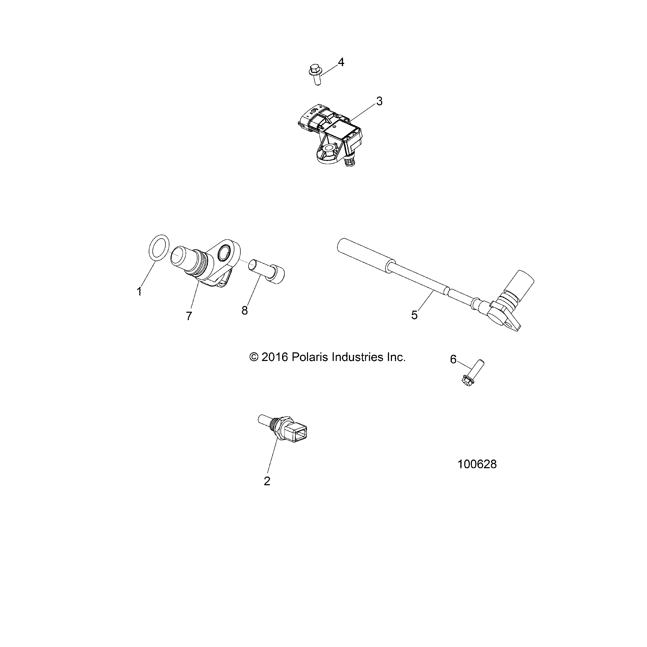 An Image of a Genuine Polaris Parts Schematic Diagram showing the schematic - ELECTRICAL: SENSORS - 2017 POLARIS ACE 500 SOHC